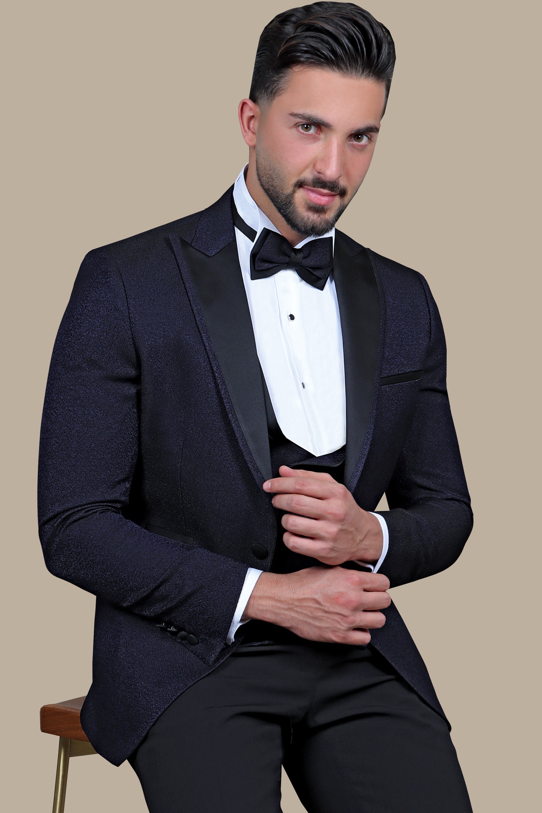 Navy Peak Structured 3-Piece Tuxedo