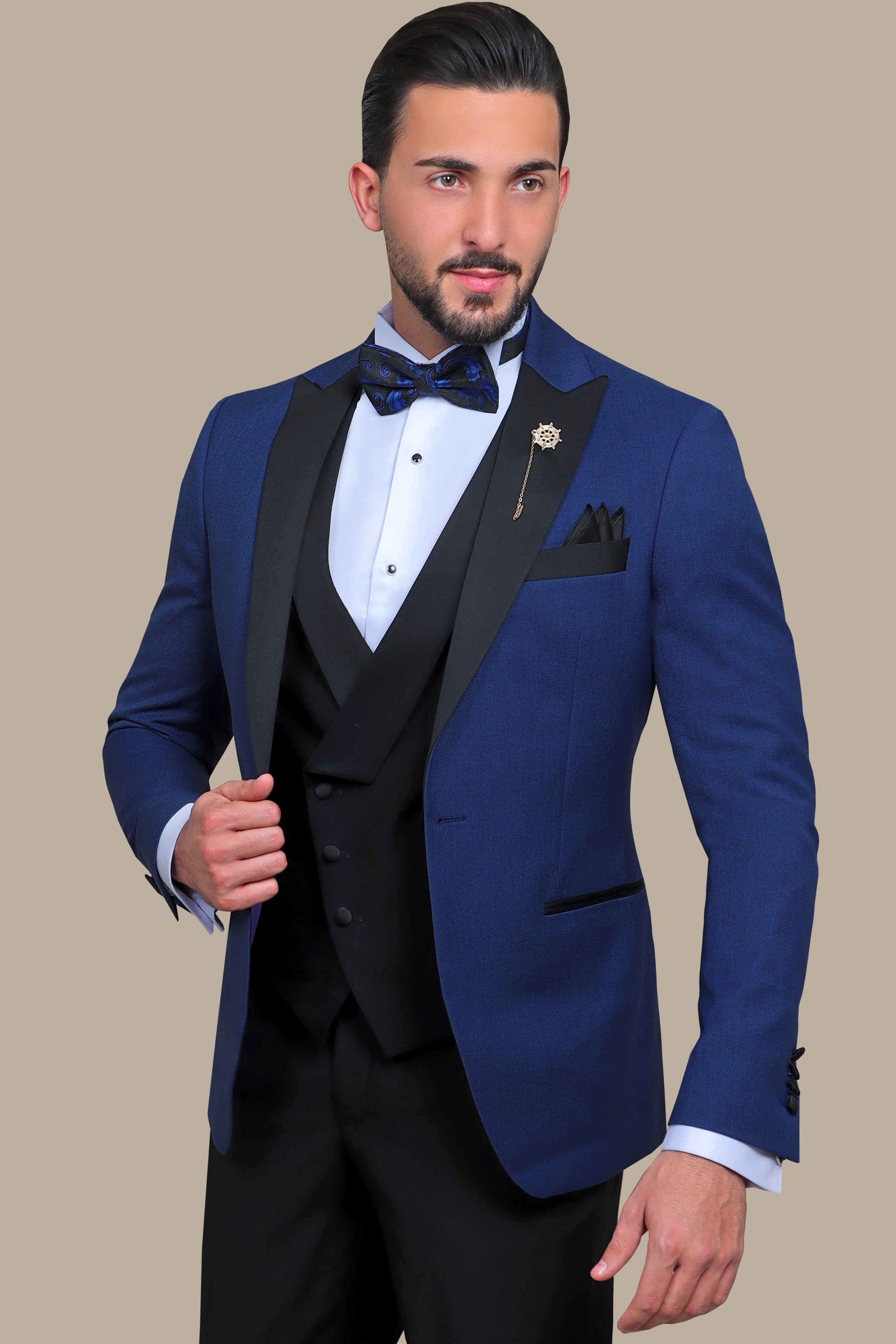 Indigo Chic: Pique Peak 3-Piece Tuxedo