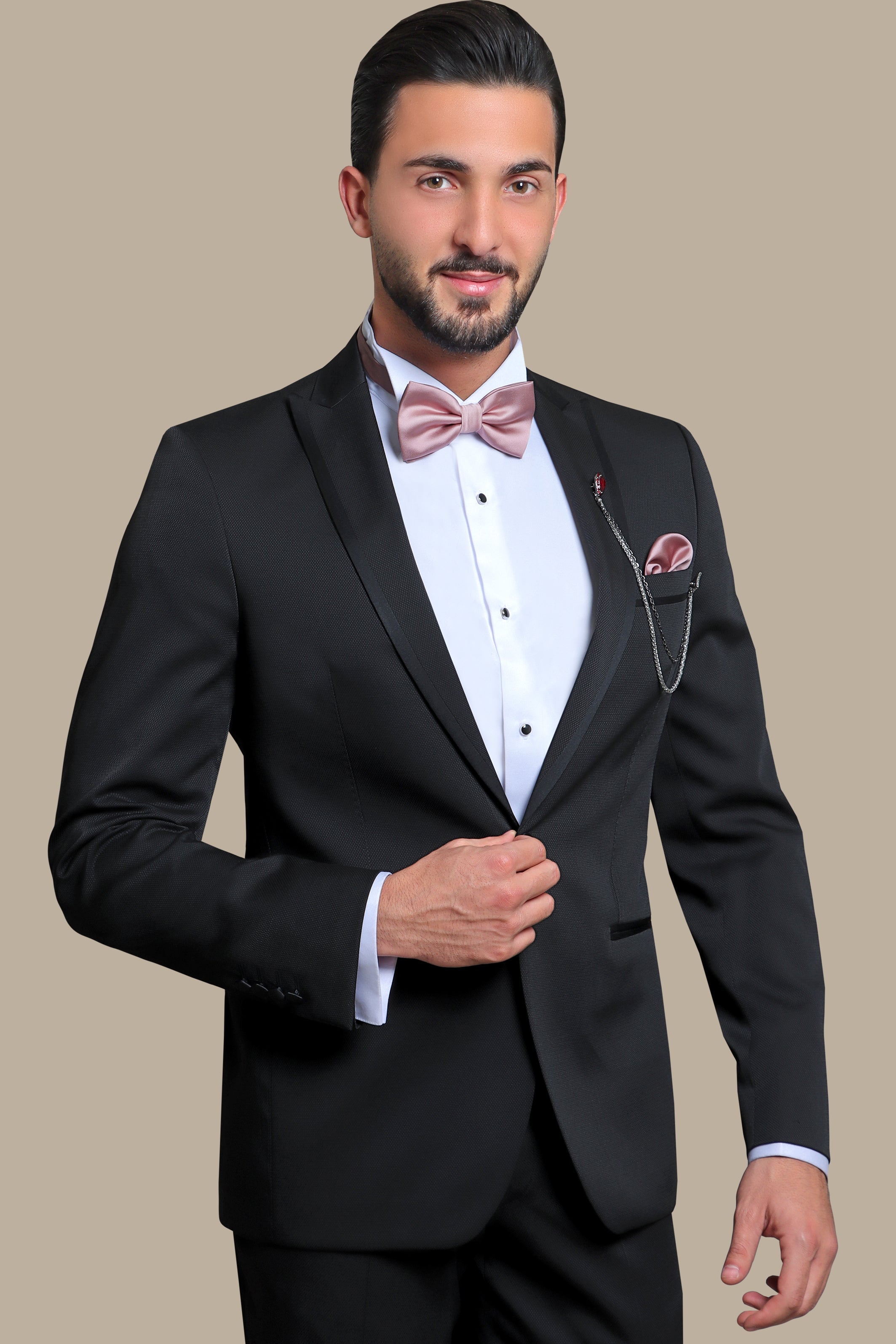 Black Pique Piping Tuxedo