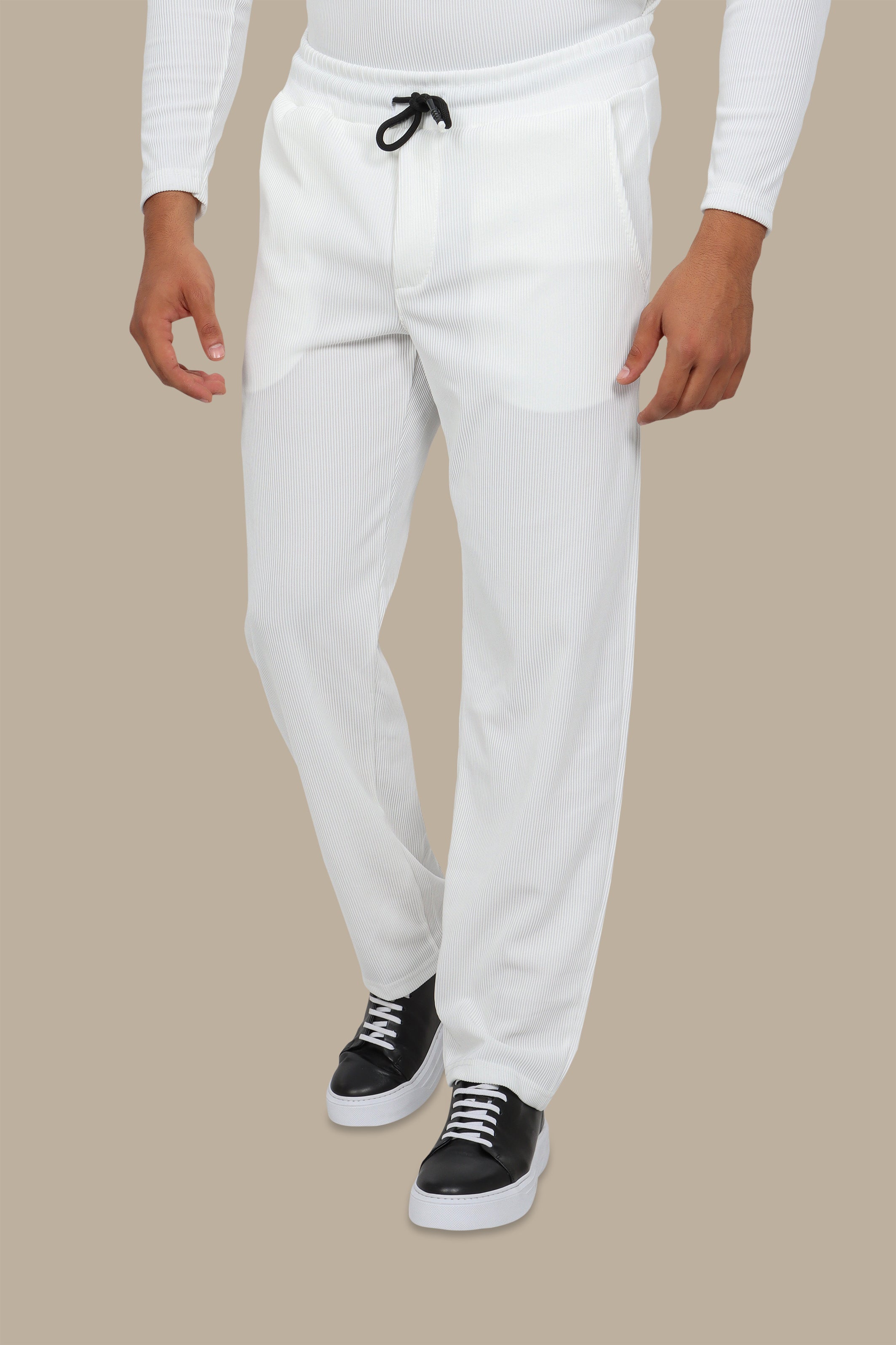 Pant Baggy Ribbed Plain White