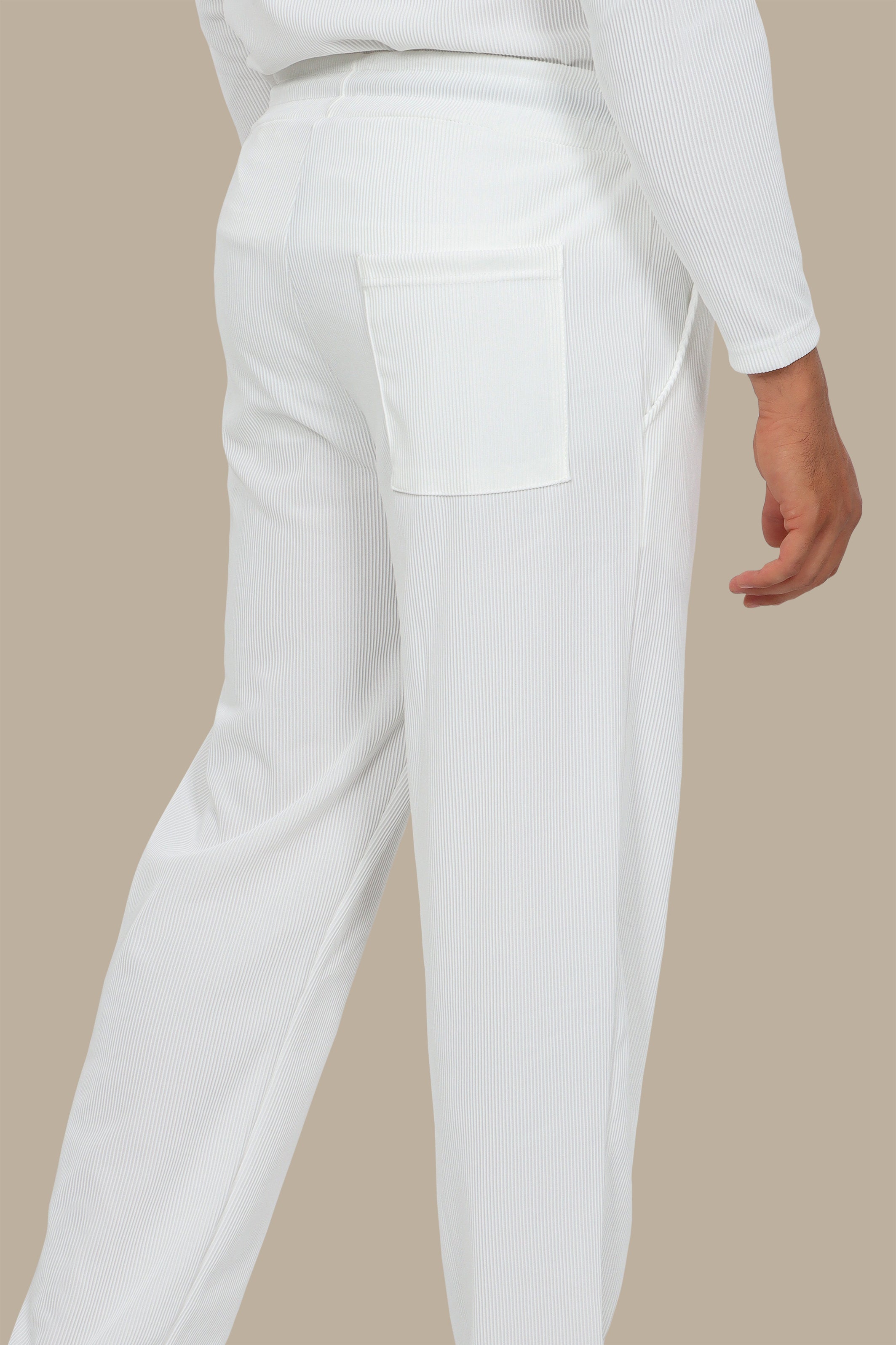 Pant Baggy Ribbed Plain White