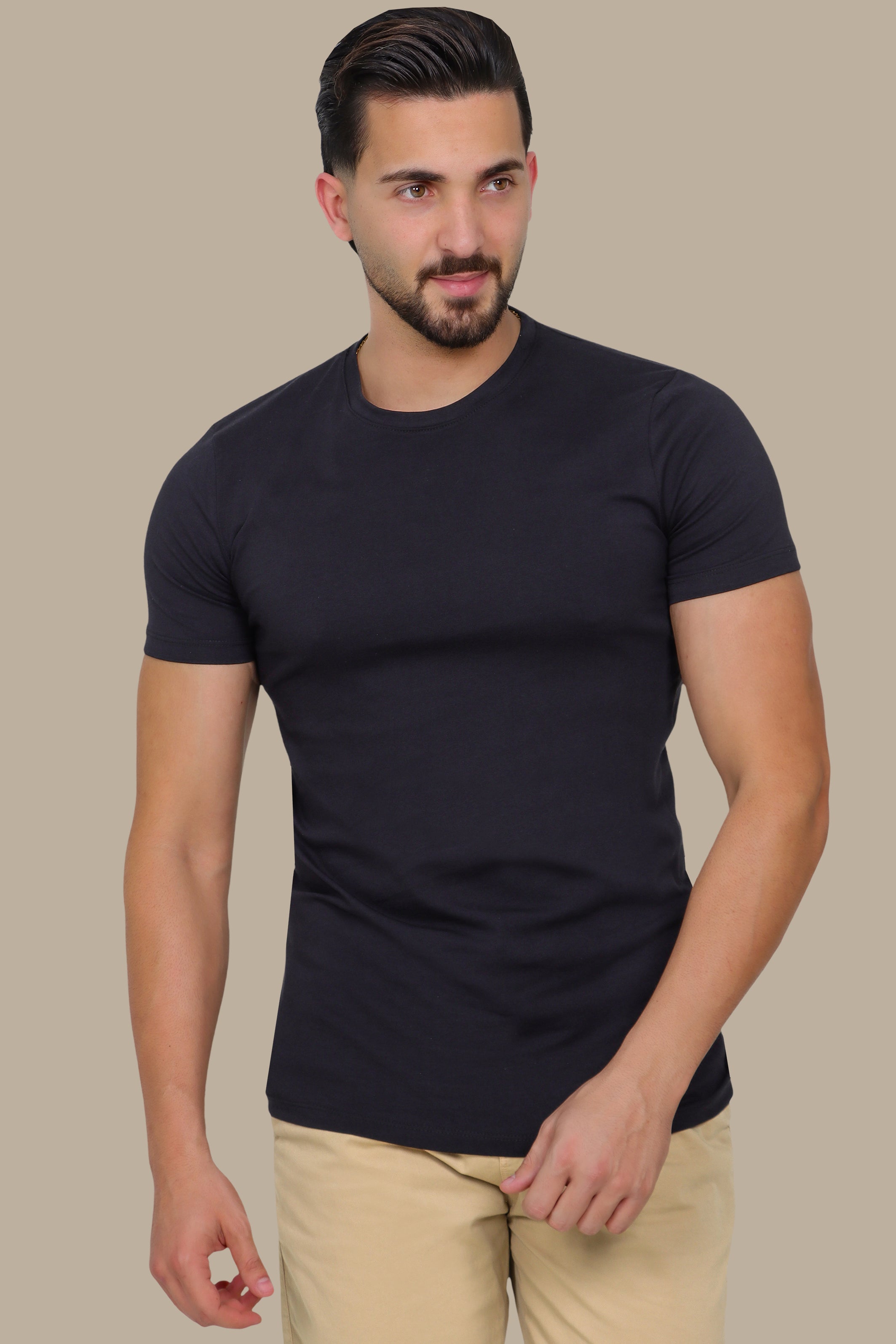Classic Noir: Black Short Sleeve Basic T-Shirt