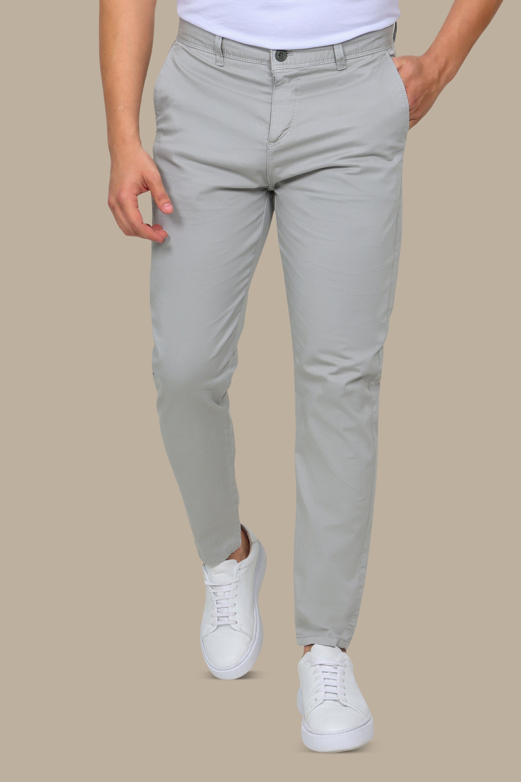 Light Grey Plain Chinos