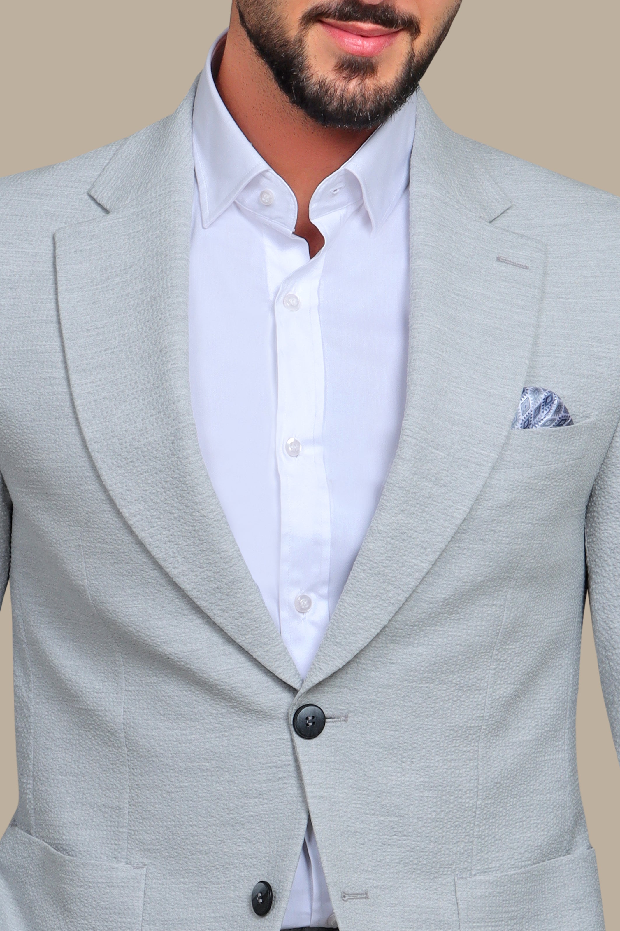 Timeless Travel Suit: Light Gray with Patch Pockets