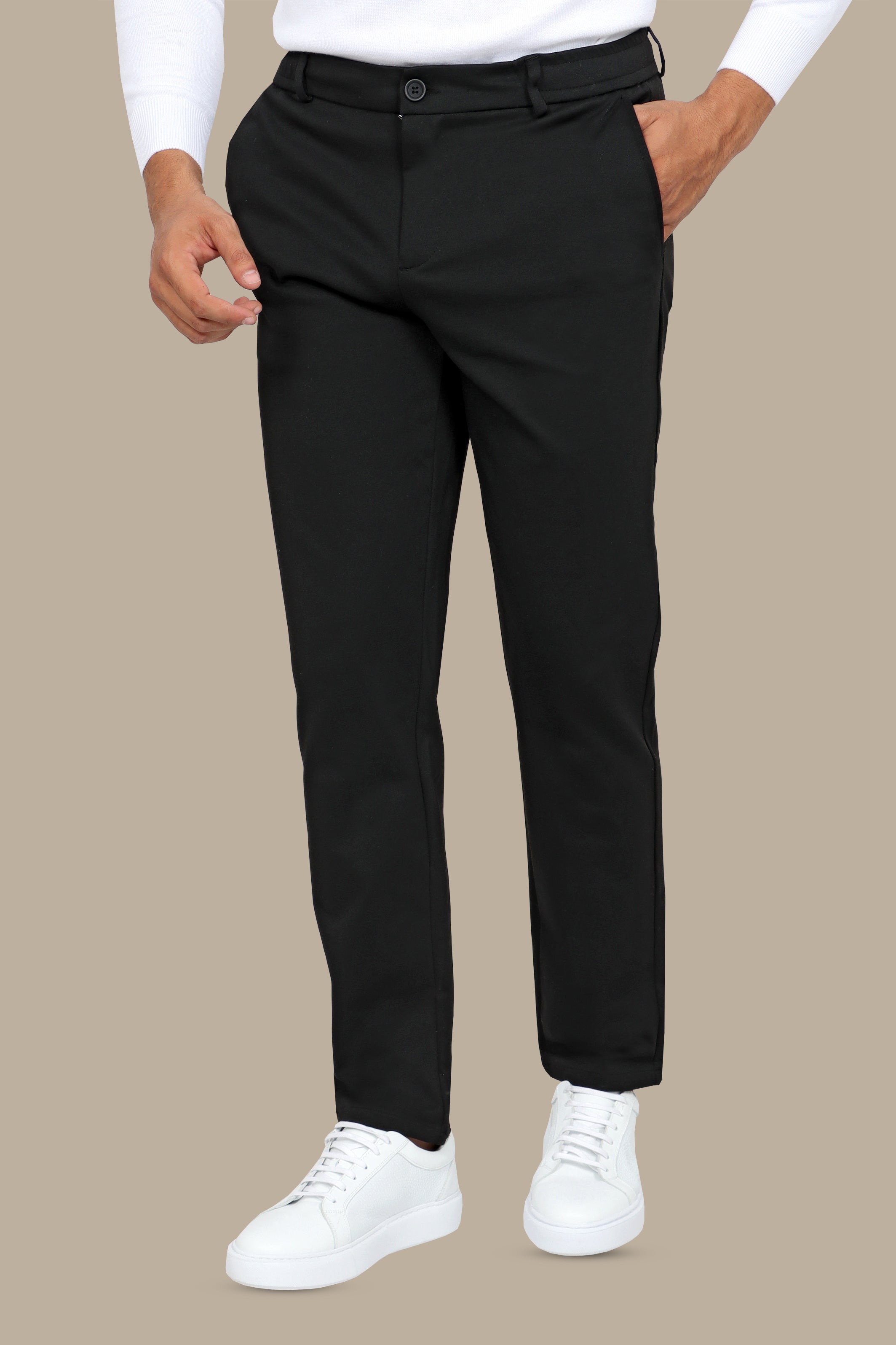 Black Basic Jogger Pants with Ribbon