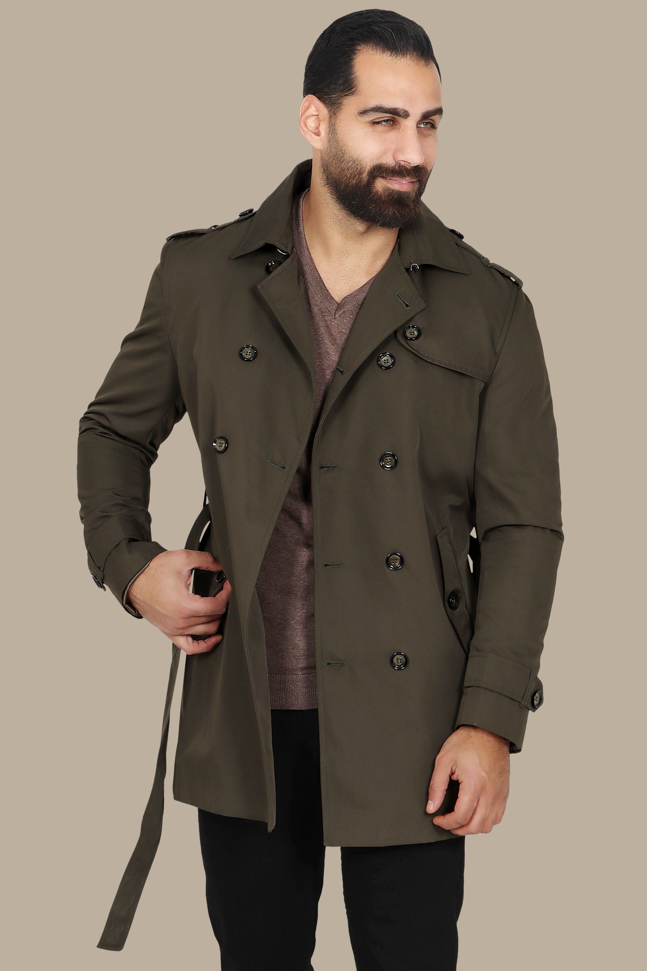 Olive Drab Defender: The Ultimate Trench Coat for Military Style