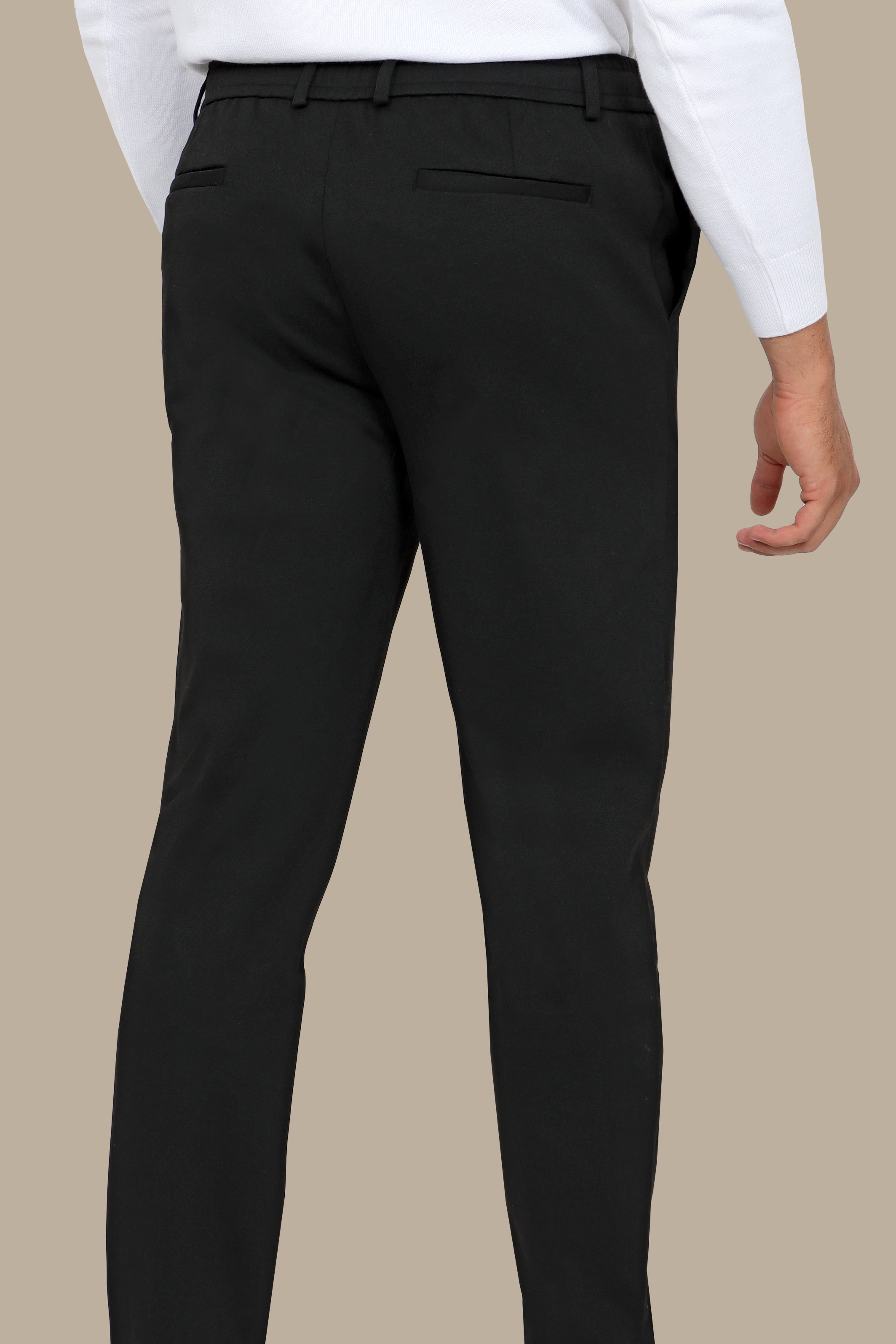 Black Basic Jogger Pants with Ribbon