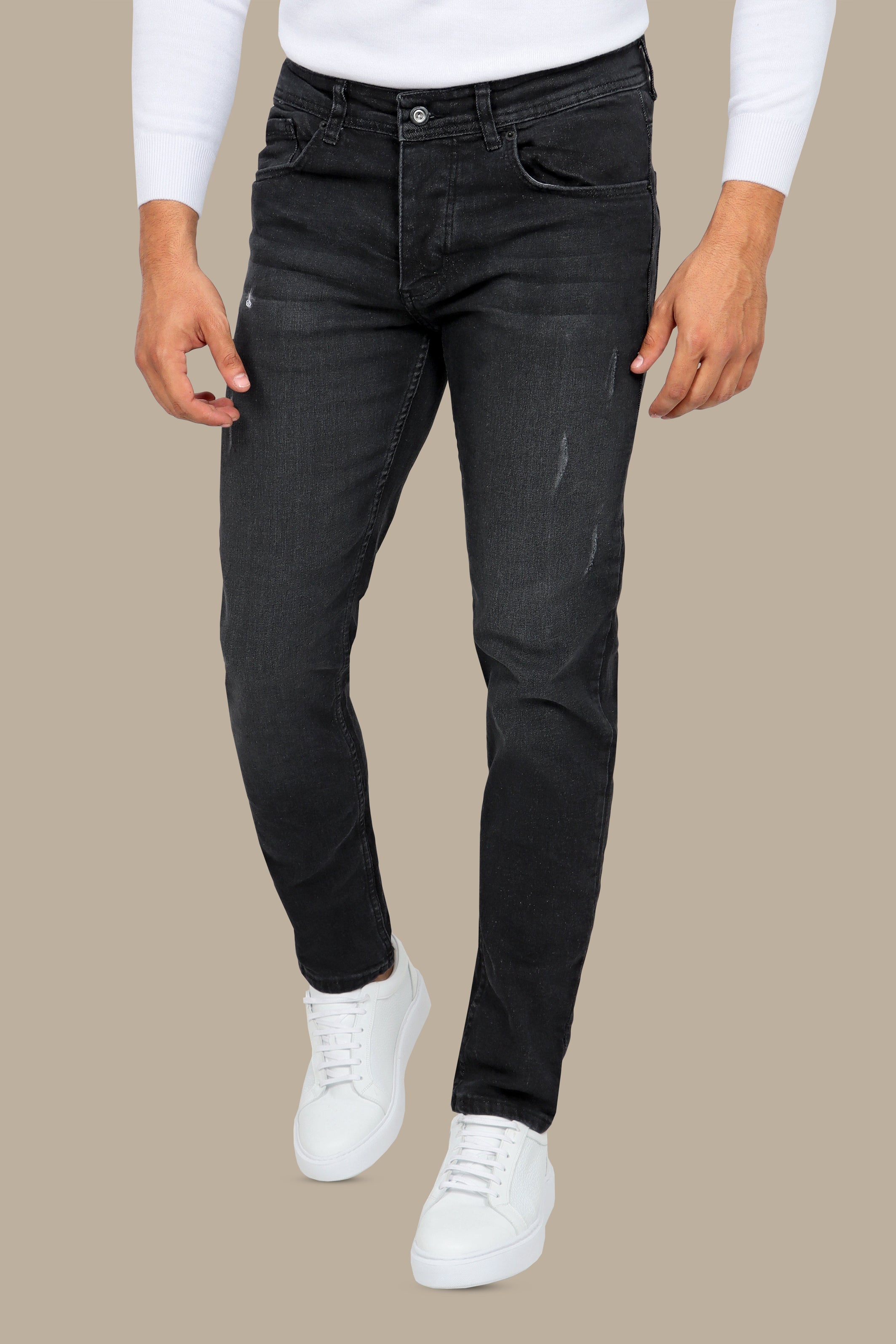 Jet Black Slim Fit Tie-Dye Jeans