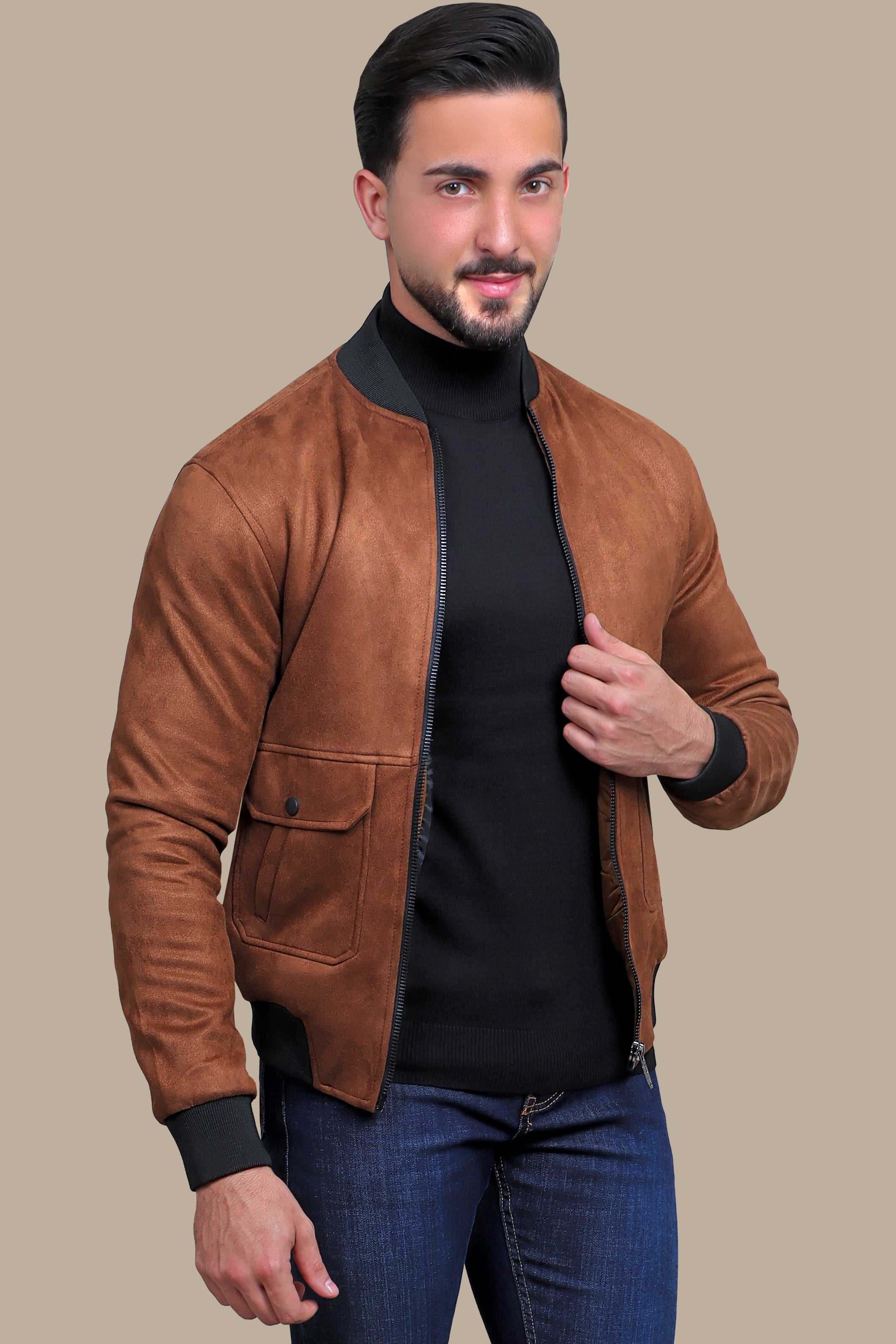 Havane Harmony: Col Mao Blouson Jacket