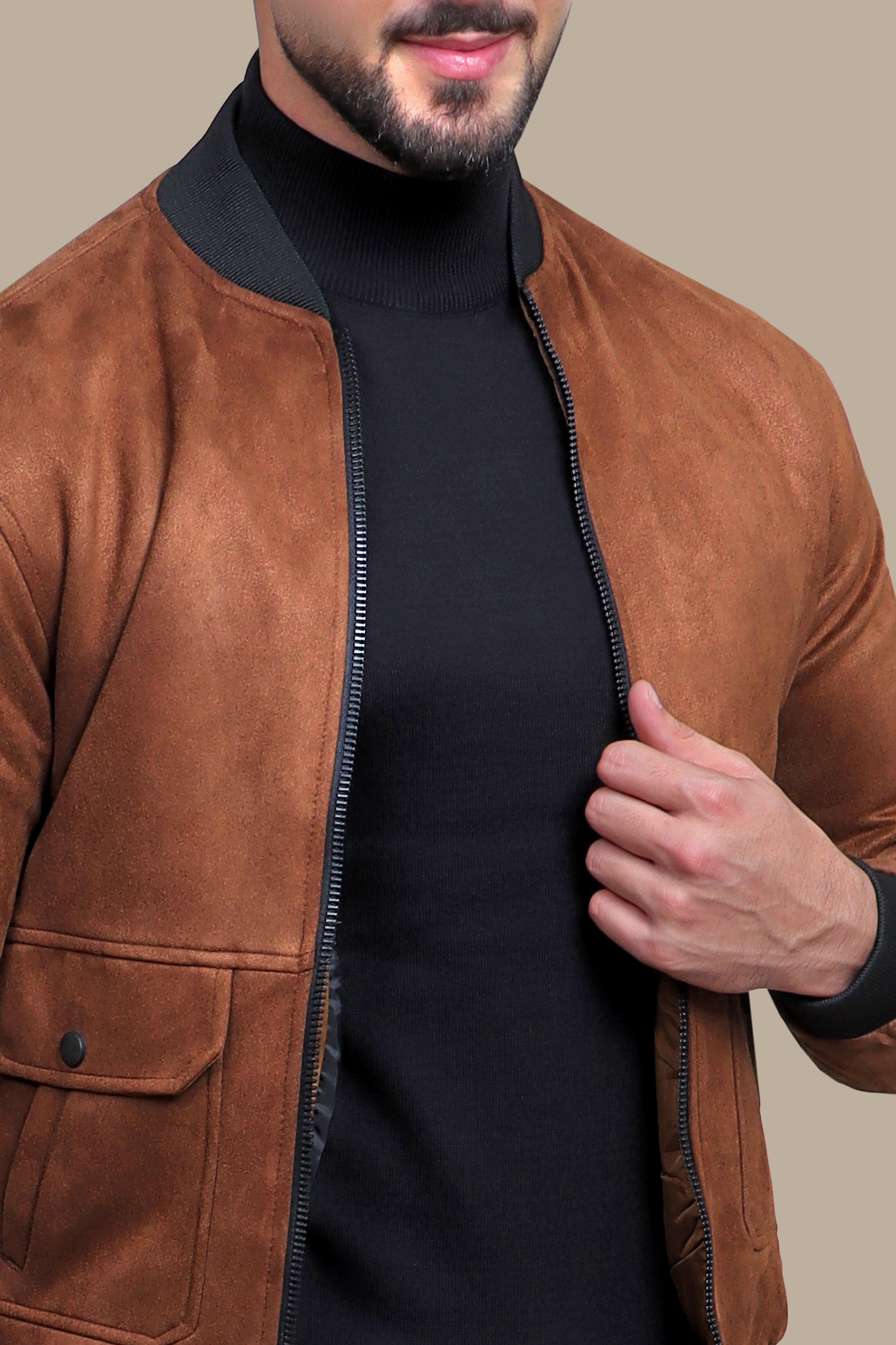 Havane Harmony: Col Mao Blouson Jacket