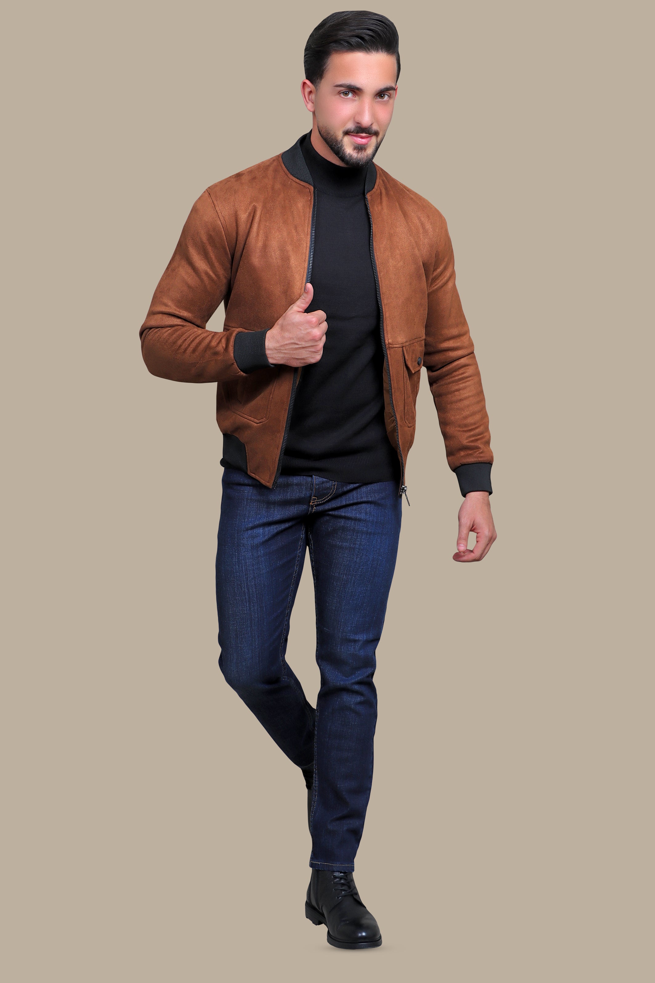 Havane Harmony: Col Mao Blouson Jacket