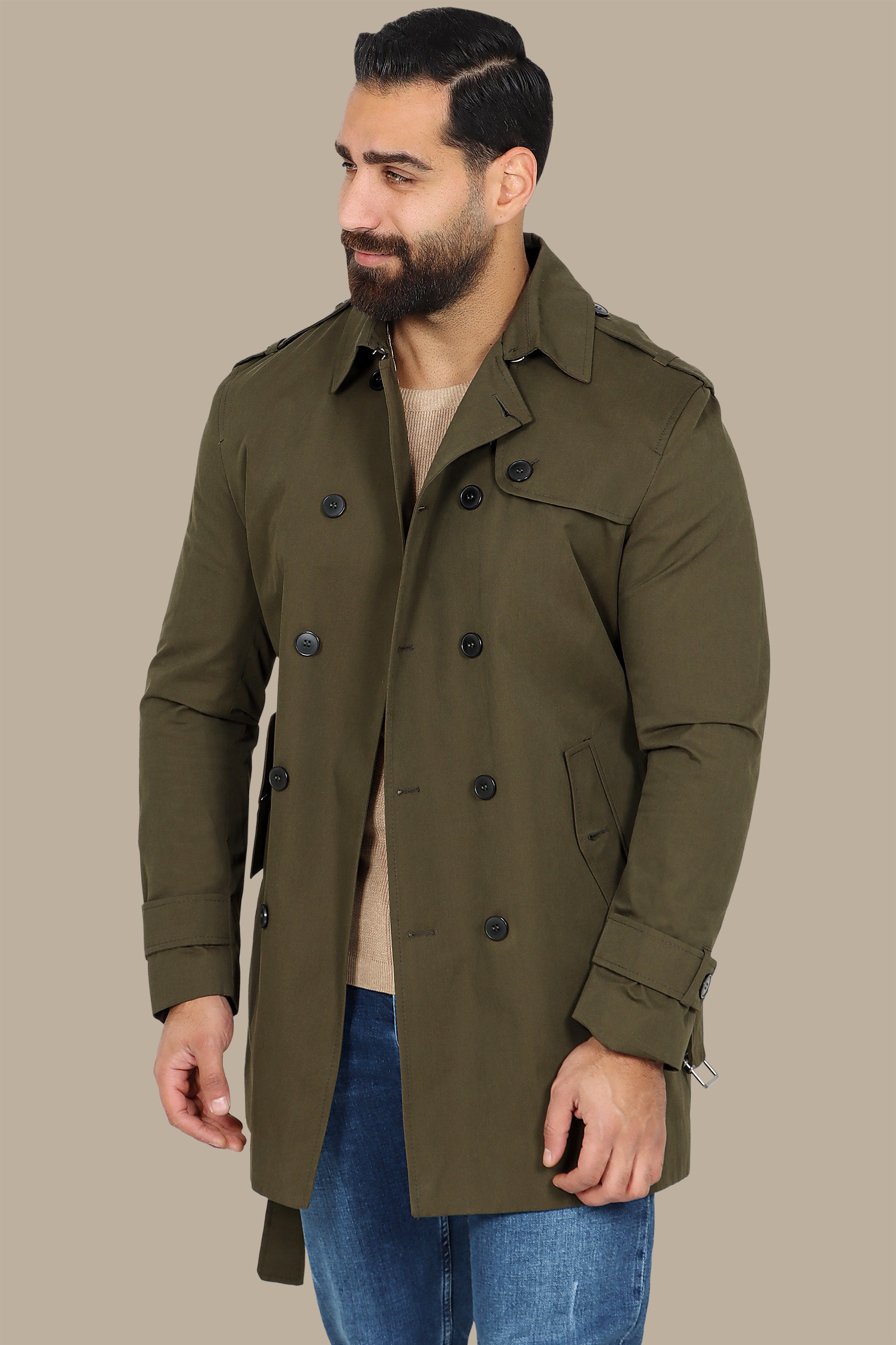 Olive Drab Defender: The Ultimate Trench Coat for Military Style