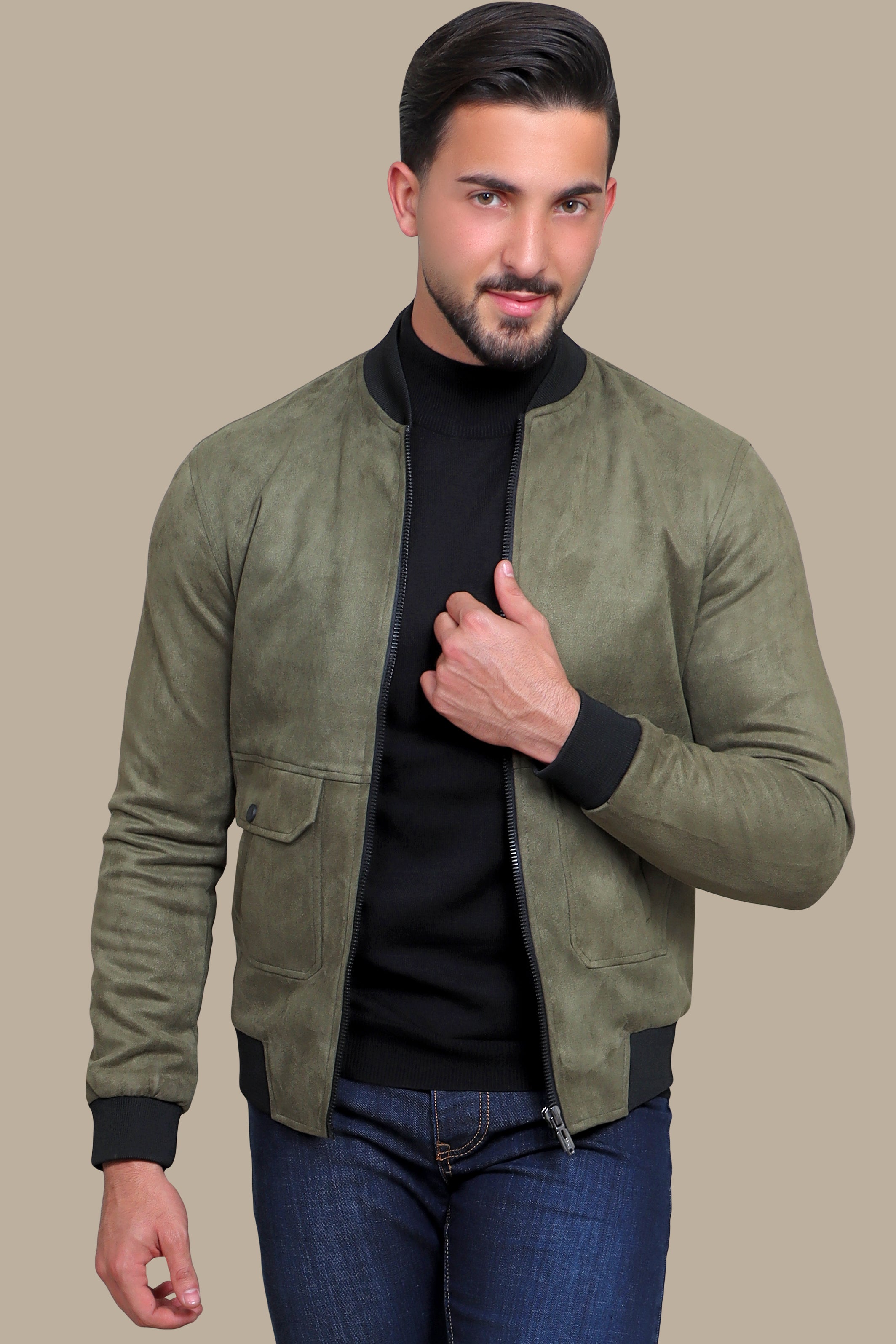 Khaki Coolness: Col Mao Blouson Jacket