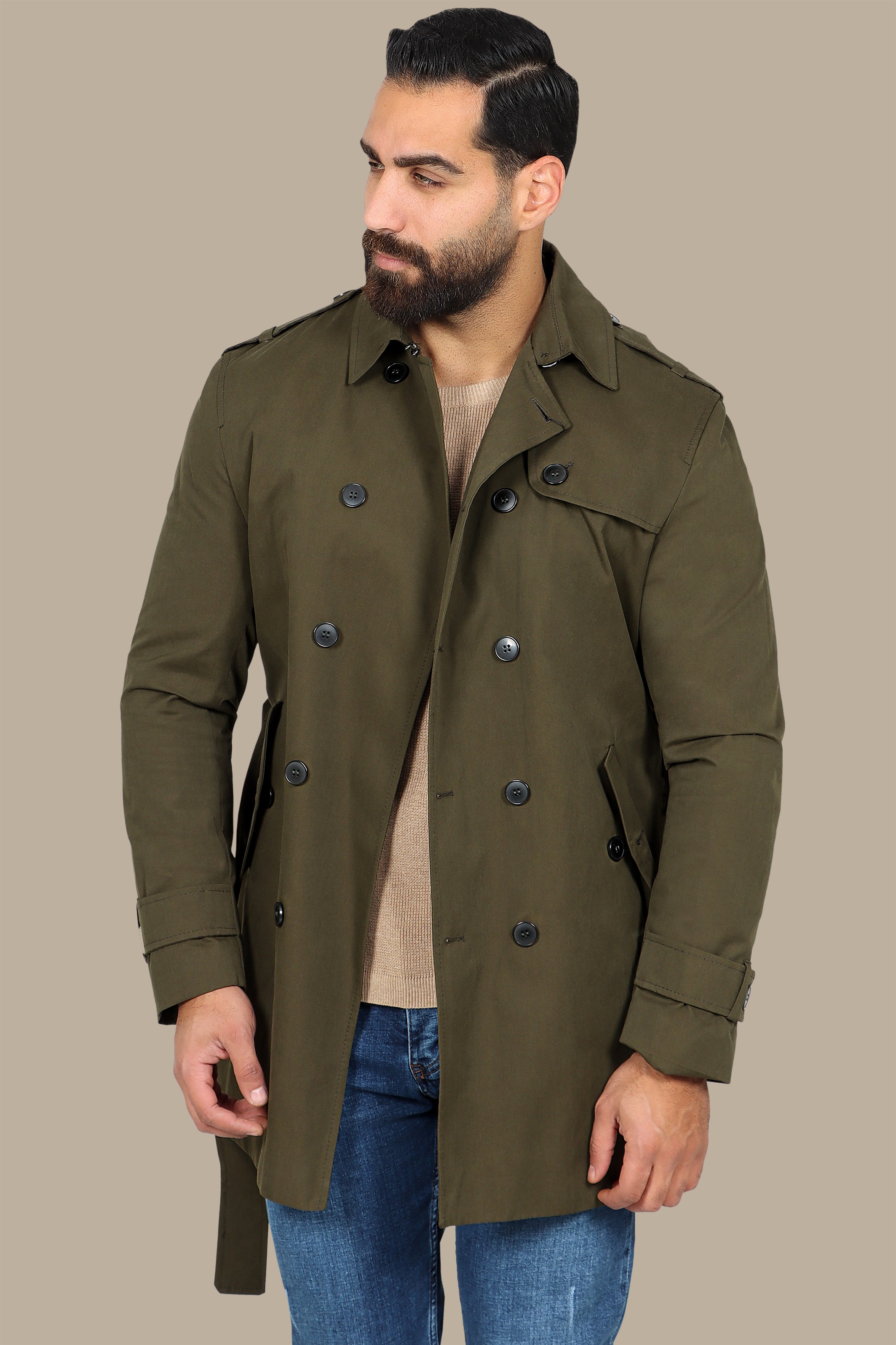 Olive Drab Defender: The Ultimate Trench Coat for Military Style