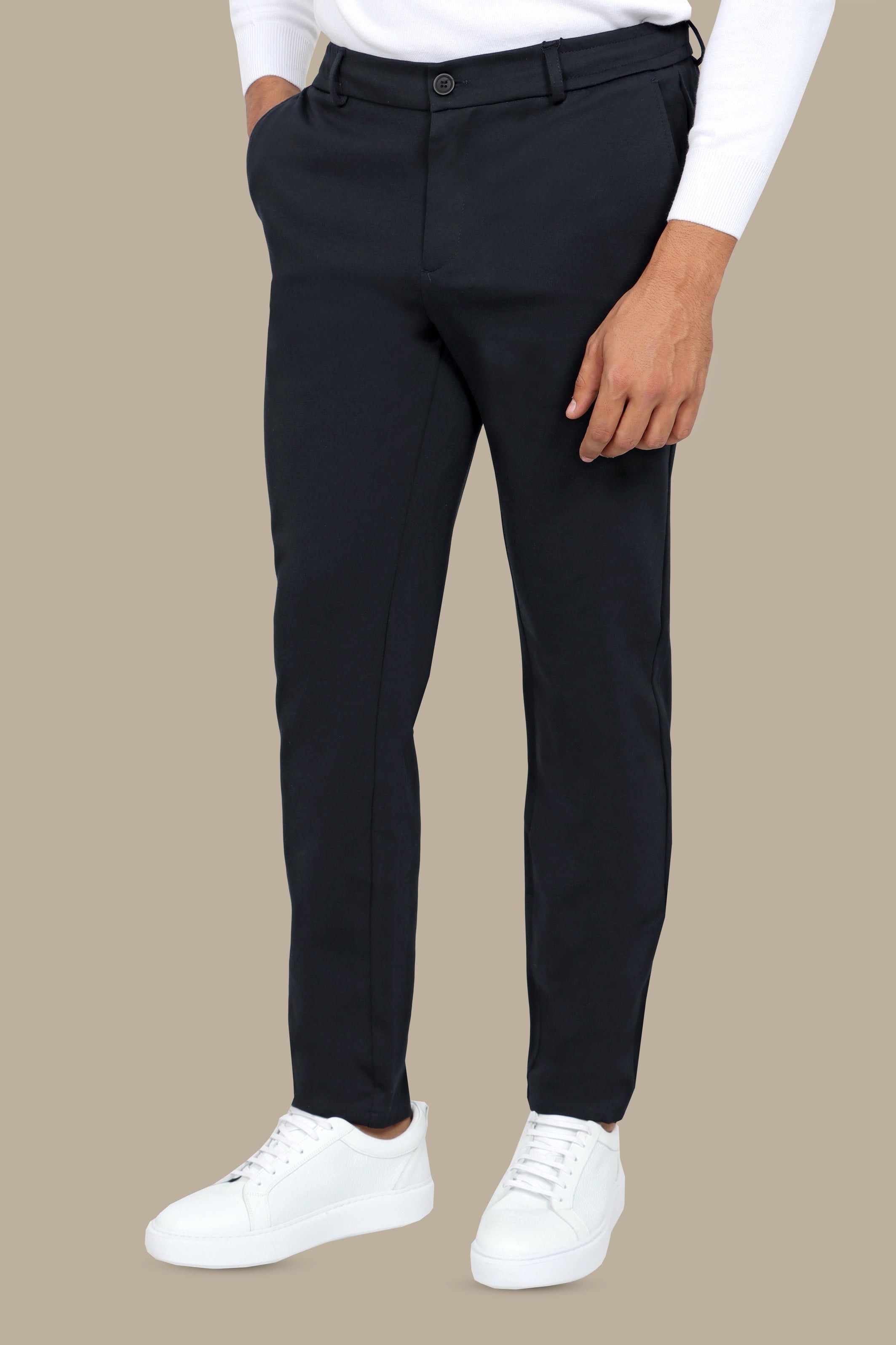 Navy Basic Jogger Pants with Ribbon