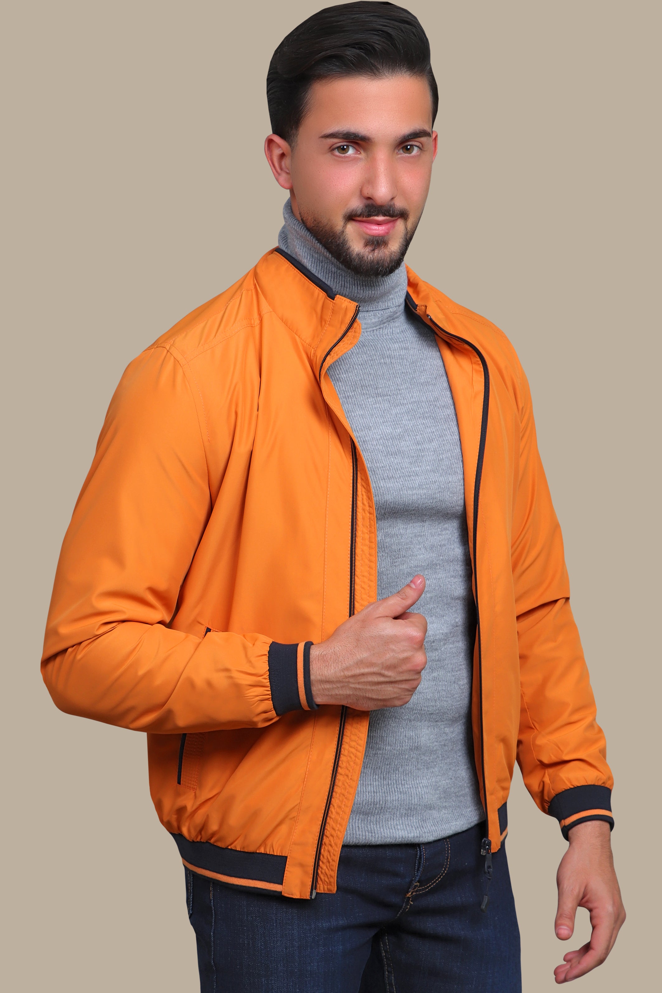 Vibrant Orange Piping Bliss: Your Must-Have Jacket Blouson