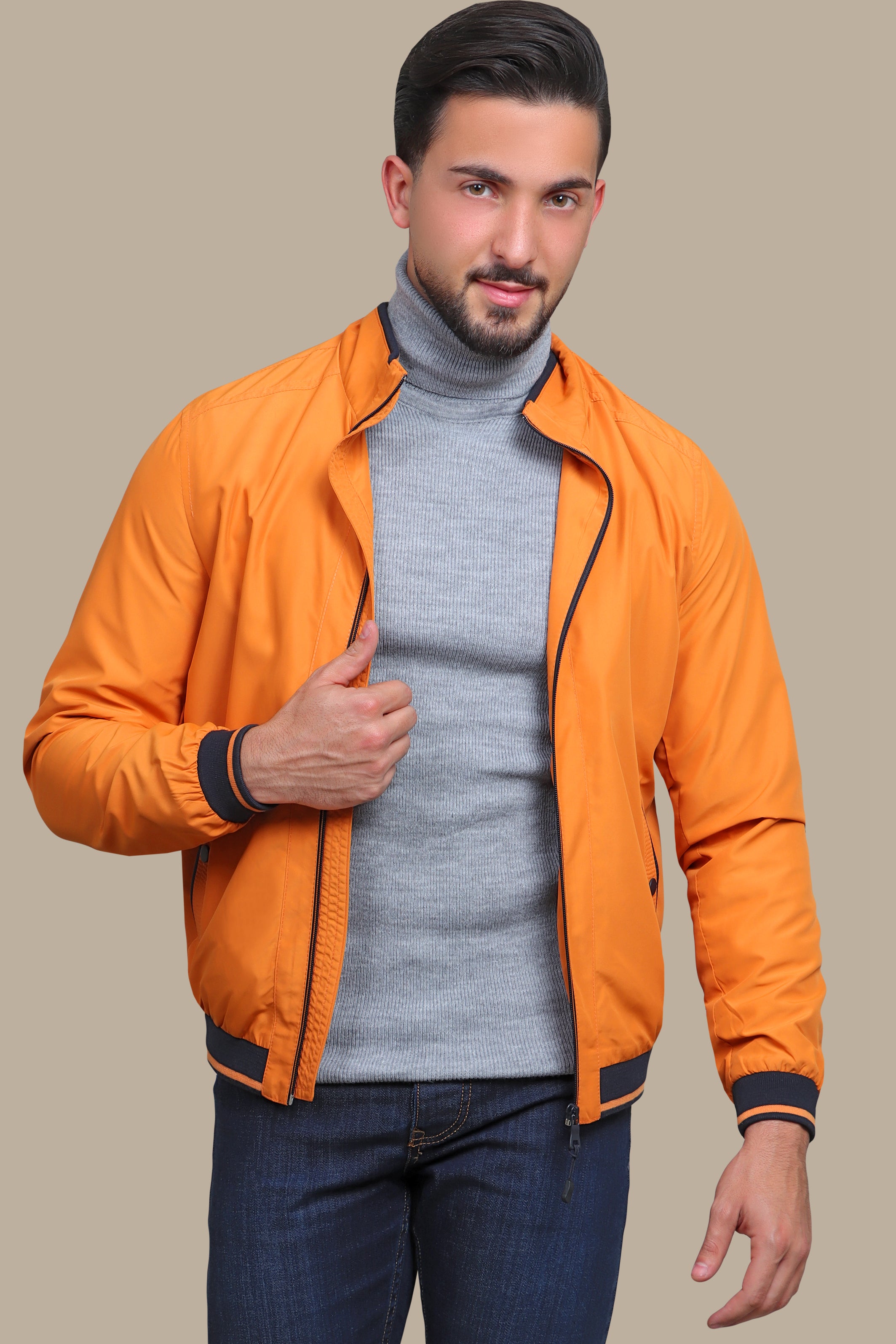 Vibrant Orange Piping Bliss: Your Must-Have Jacket Blouson