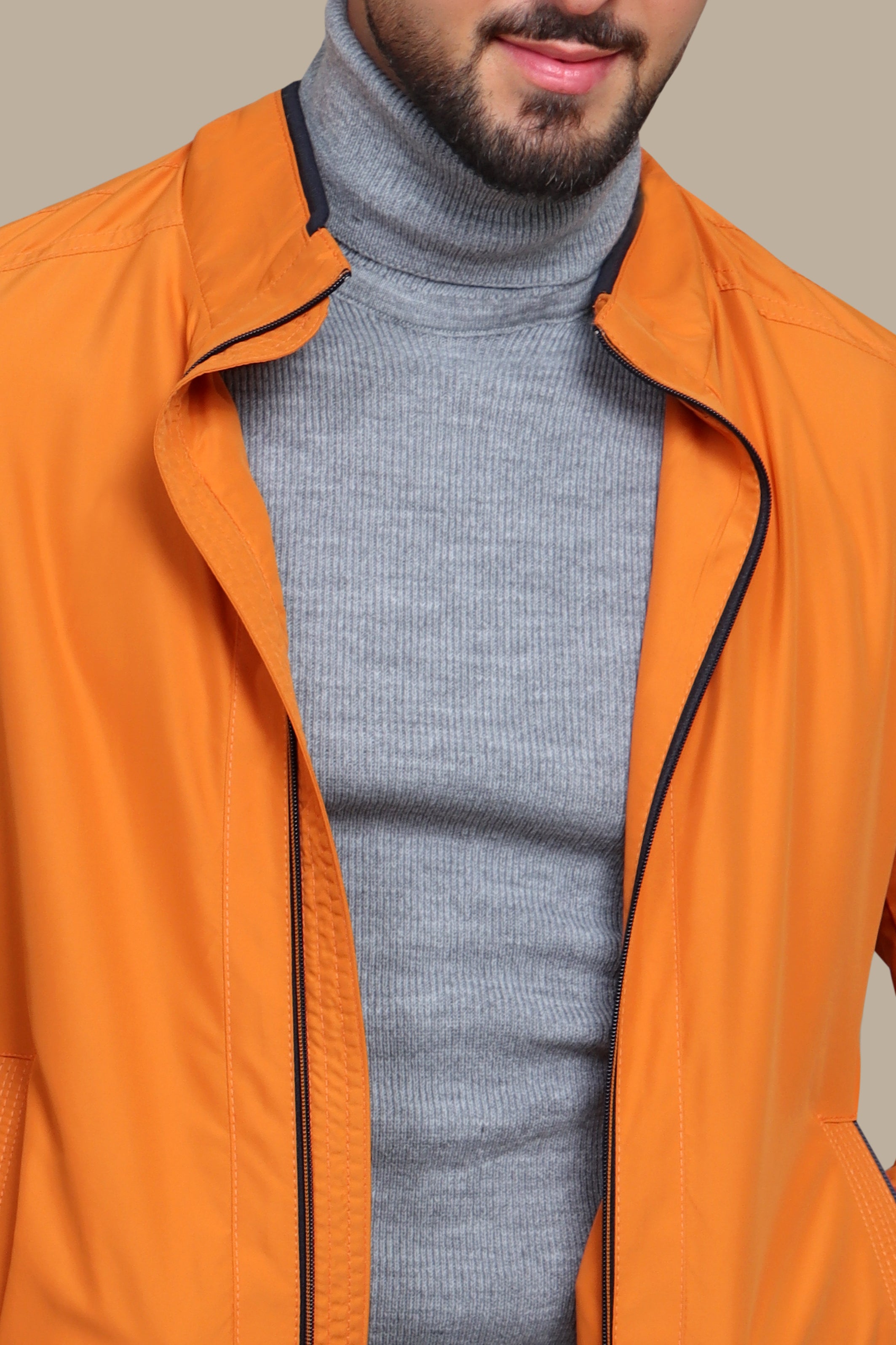 Vibrant Orange Piping Bliss: Your Must-Have Jacket Blouson