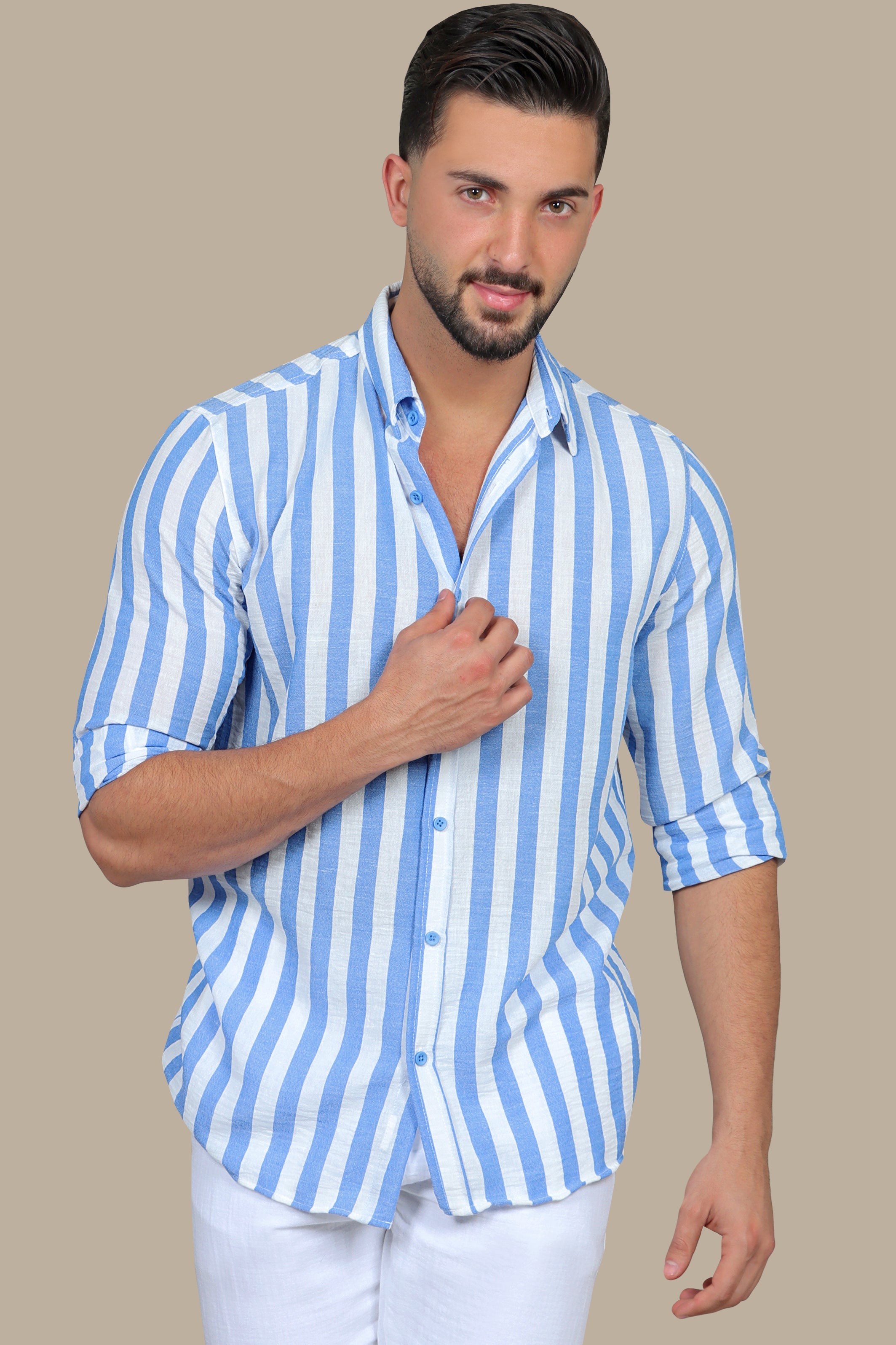 Blue Skies Stripes: Linen Shirt with a Nautical Twist