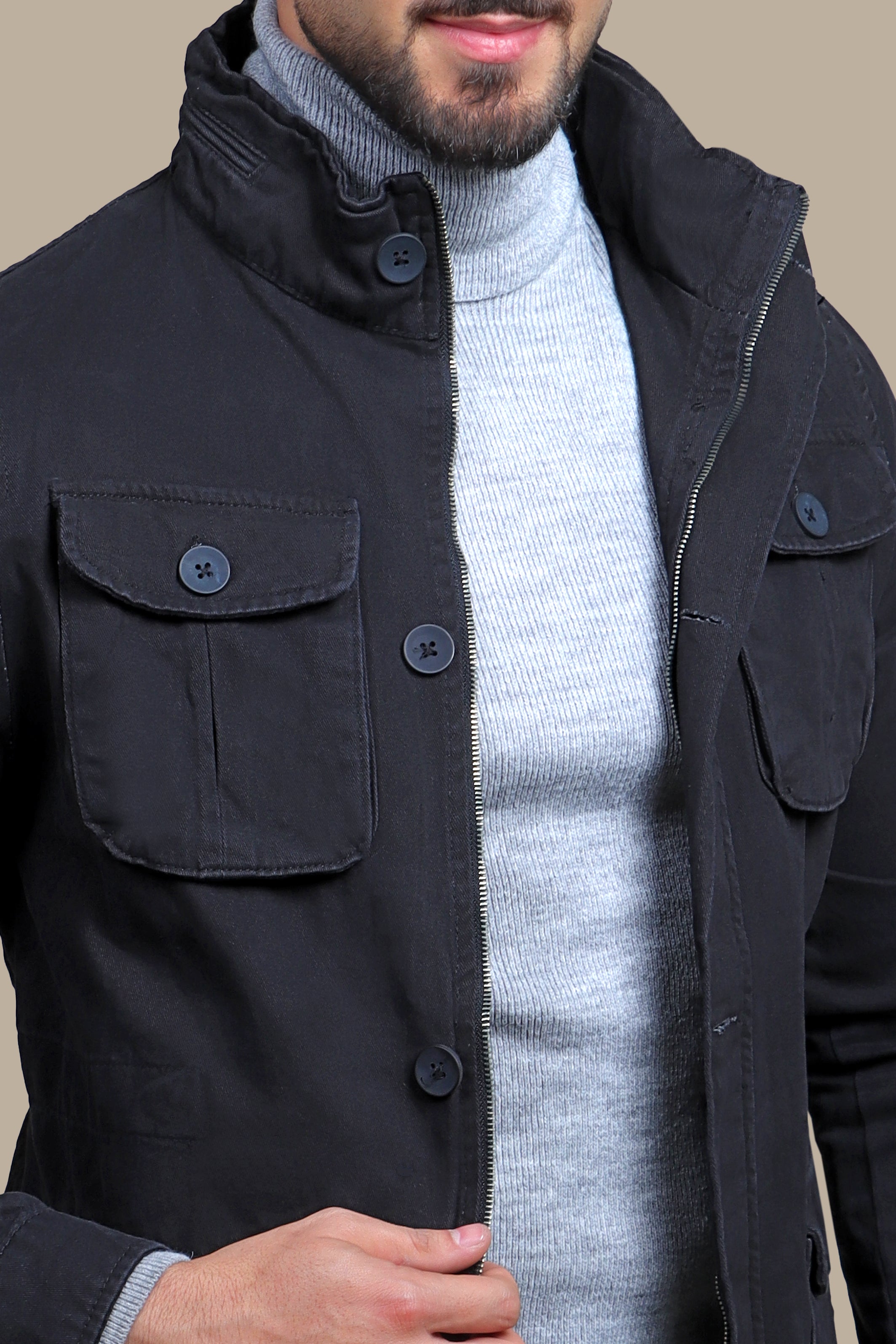 Urban Safari Classic: Black Safari-Inspired Jacket