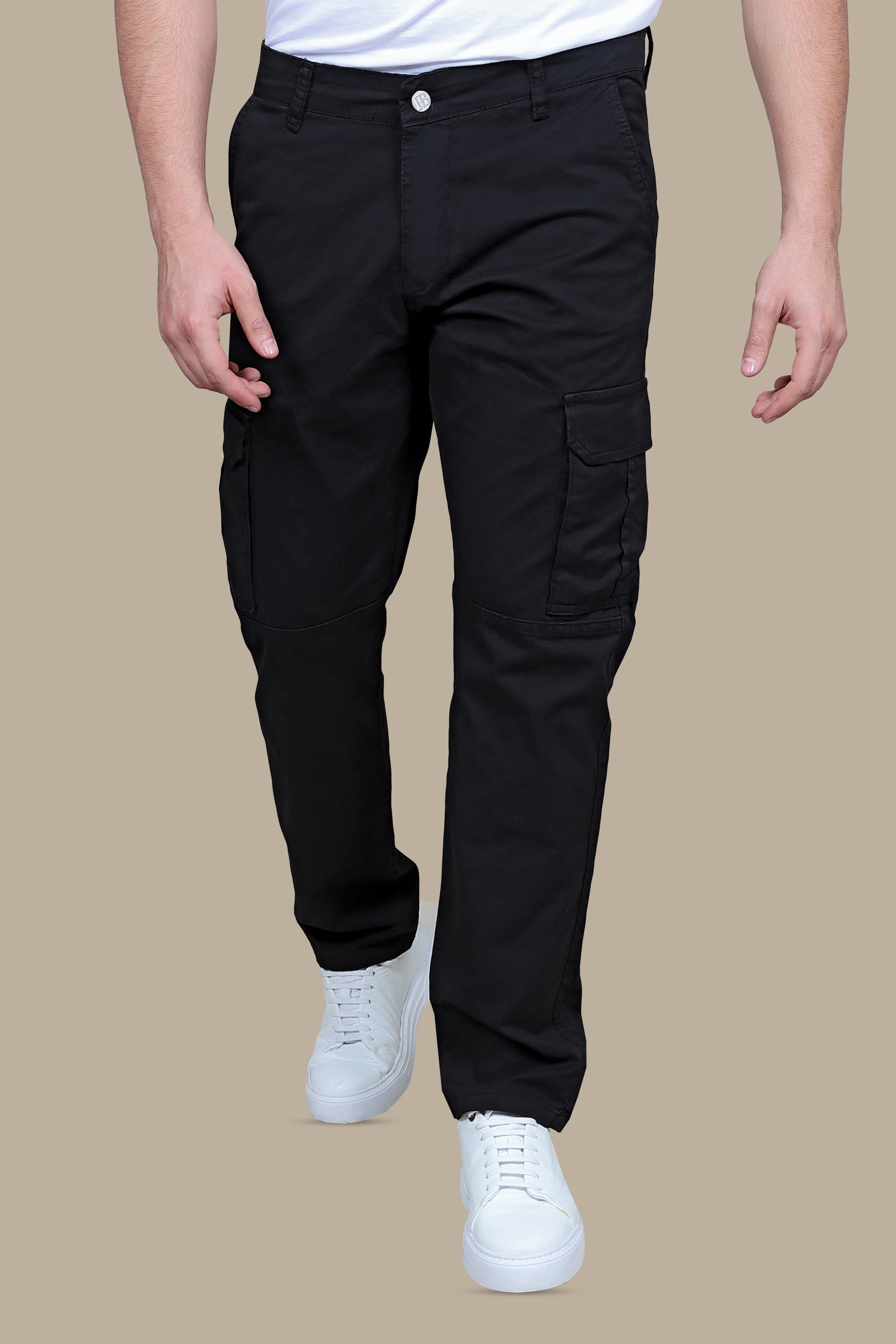 Urban Utility: Black Regular Cargo Pants