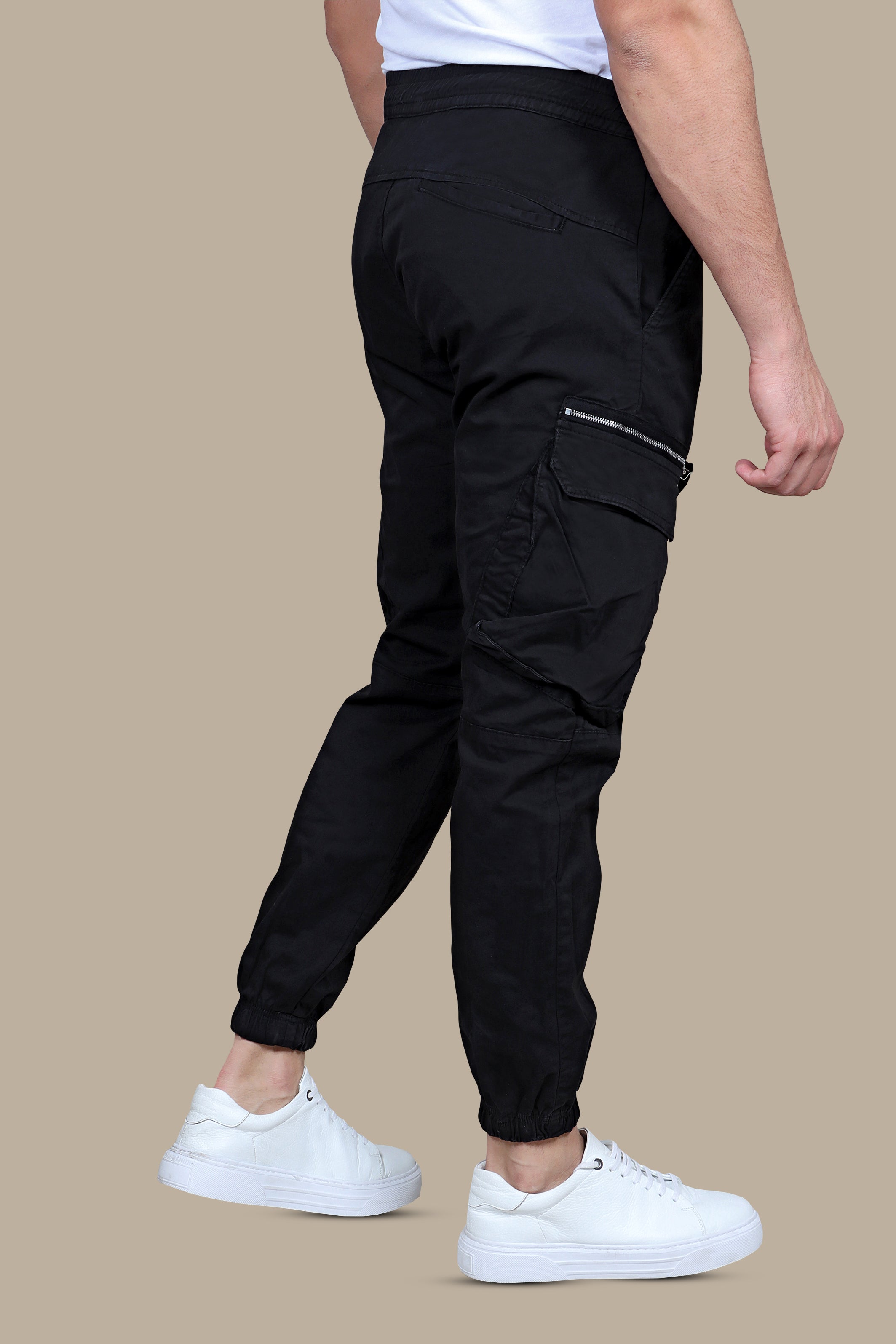 Urban Chic: Black Cargo Pants with Band