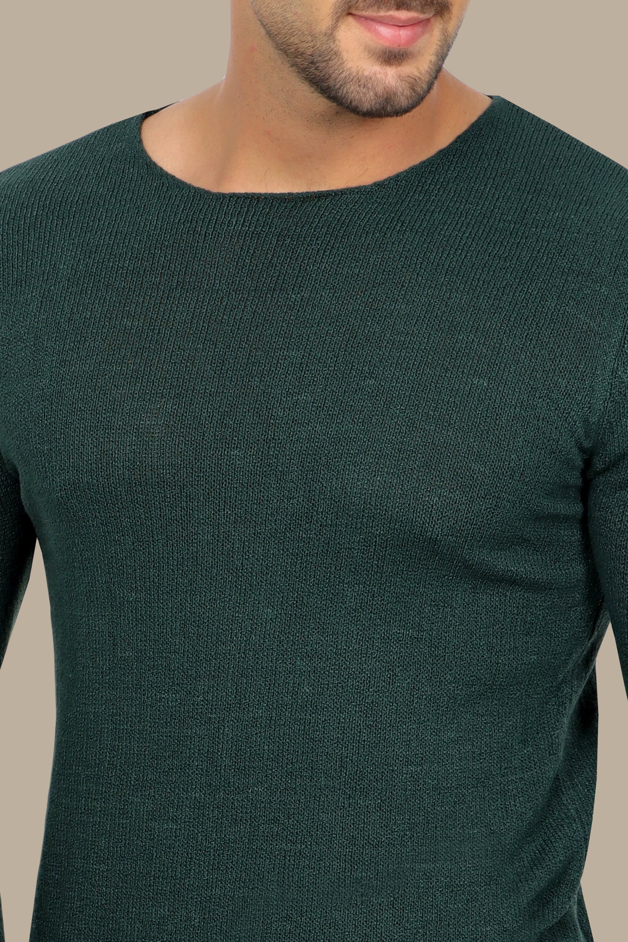 Classic Comfort: Green Mercerized Plain Sweater