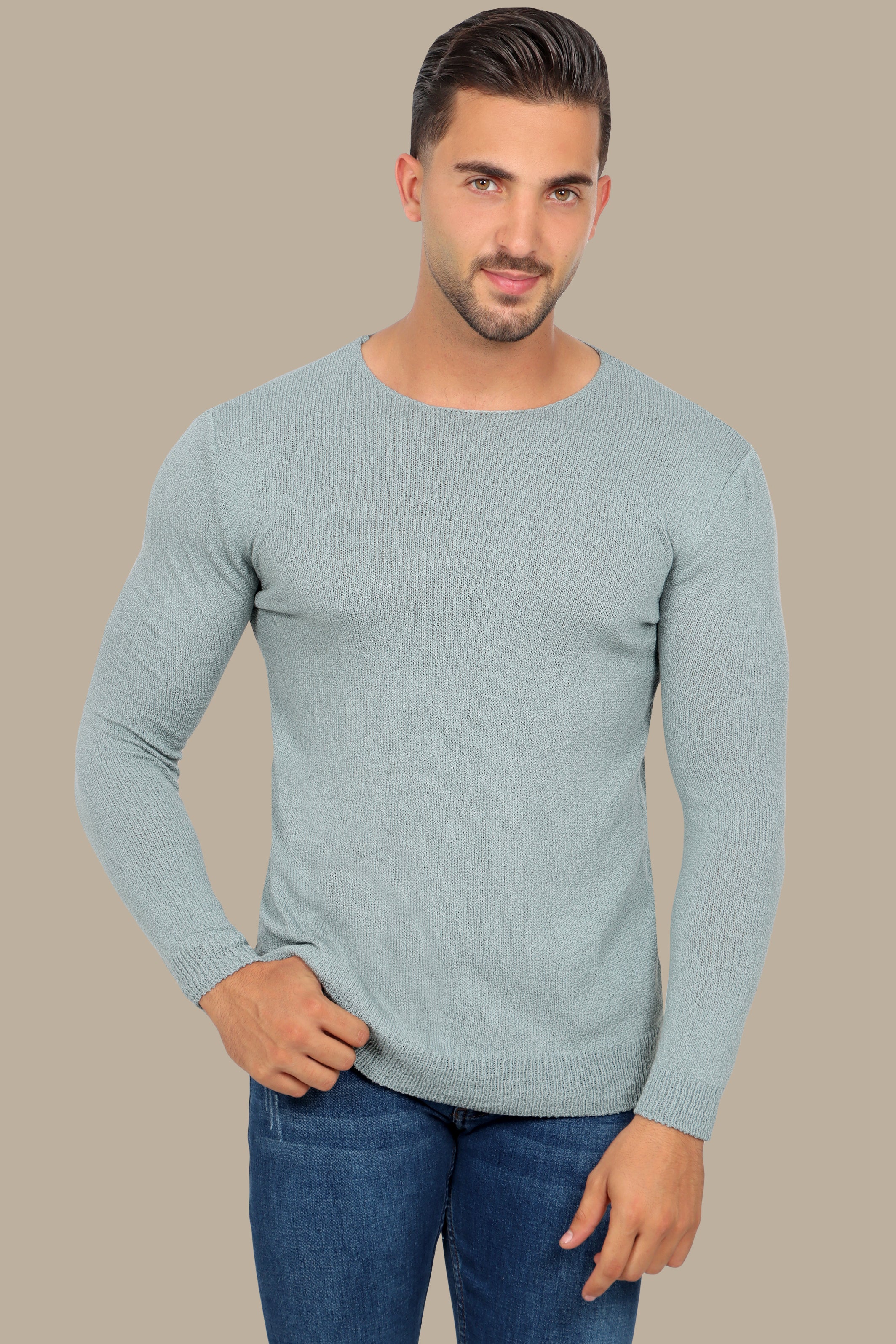 Classic Comfort: Pistache Mercerized Plain Sweater