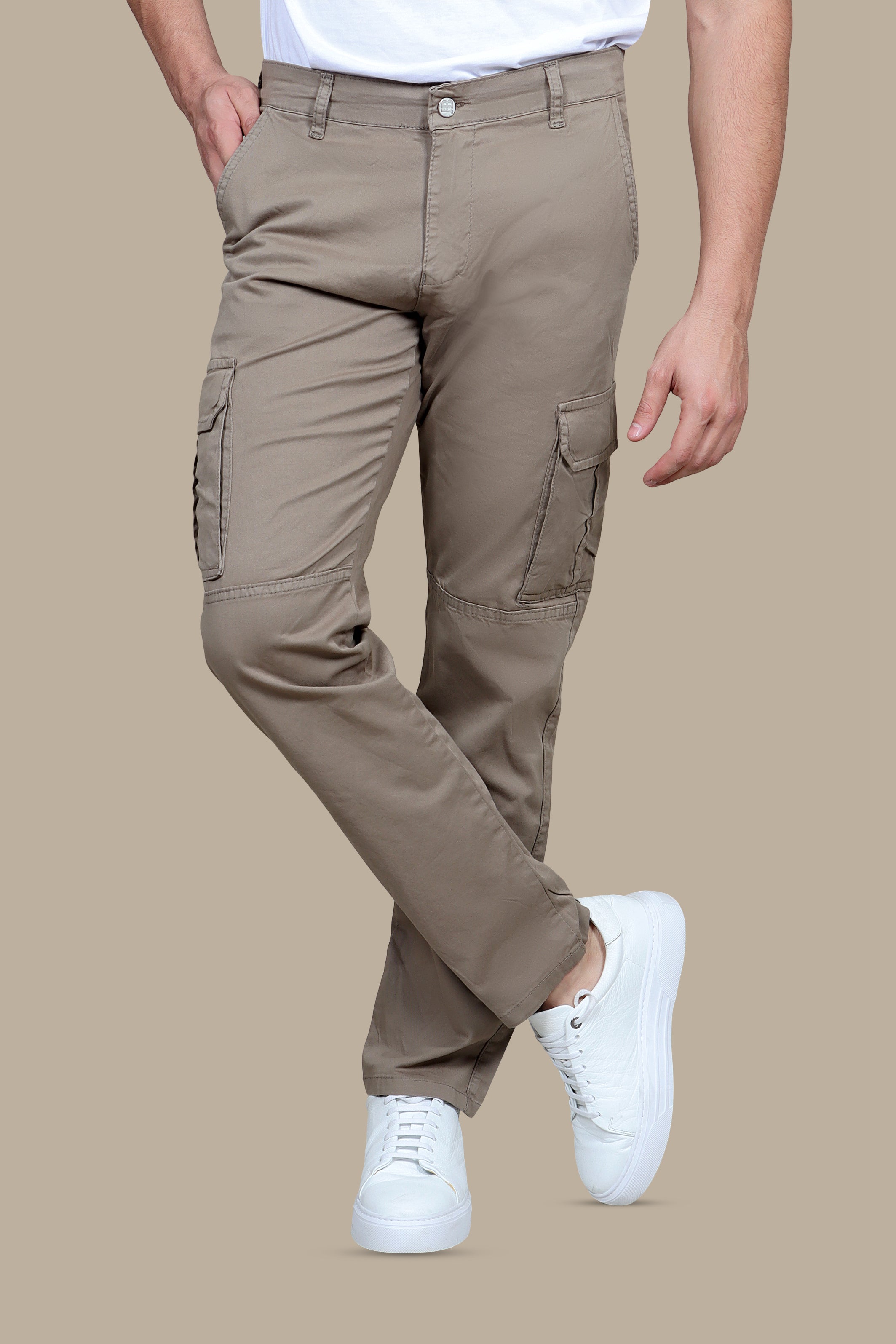 Desert Drift: Beige Regular Cargo Pants