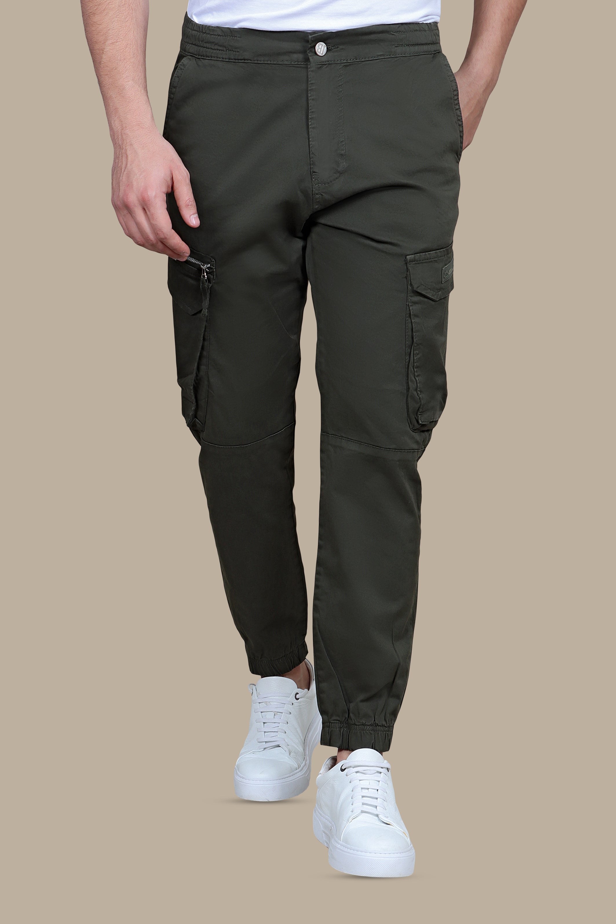 Urban Explorer: Khaki Cargo Pants with Band