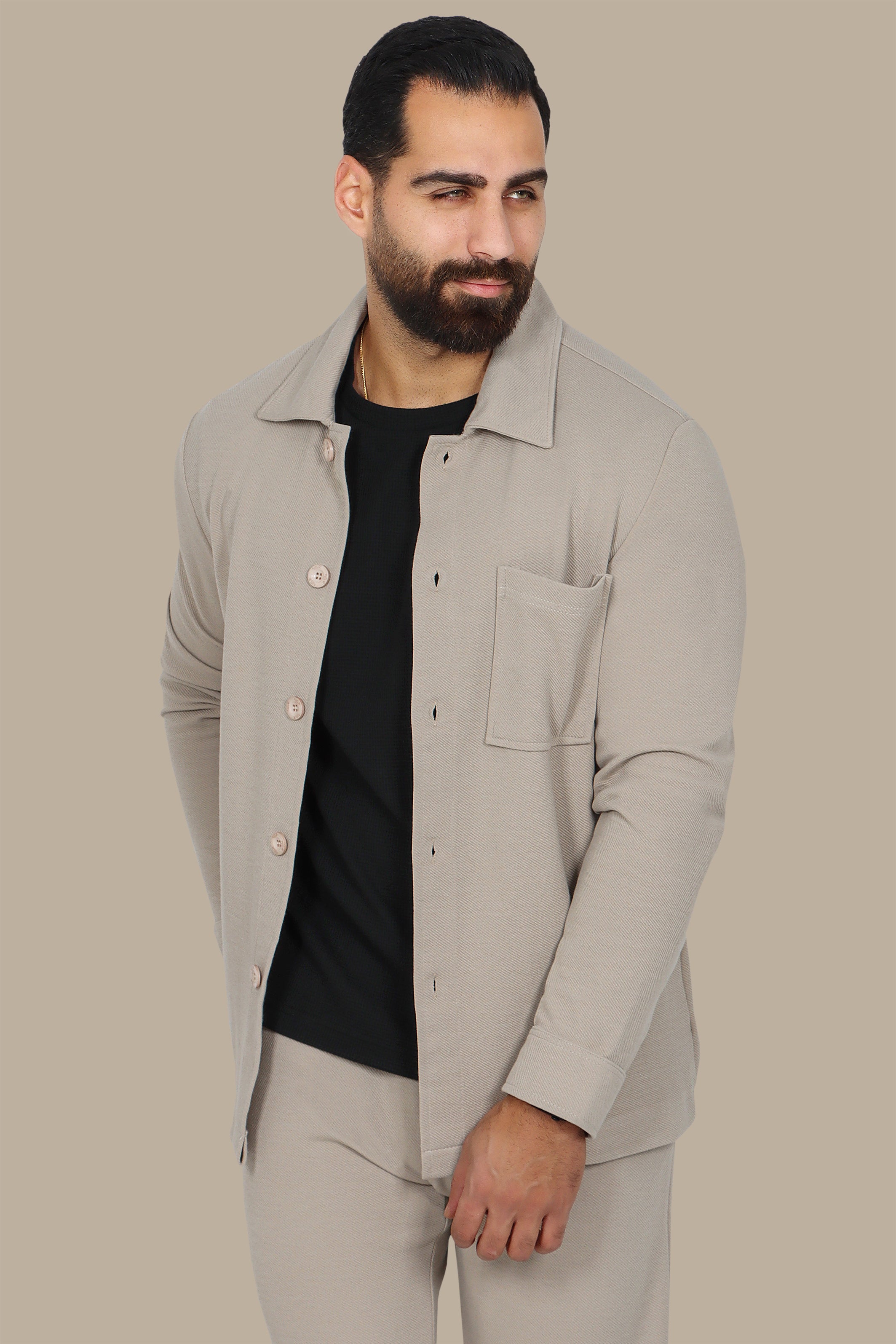 Opulent Comfort: Beige Twin Pocket Luxury Tracksuit