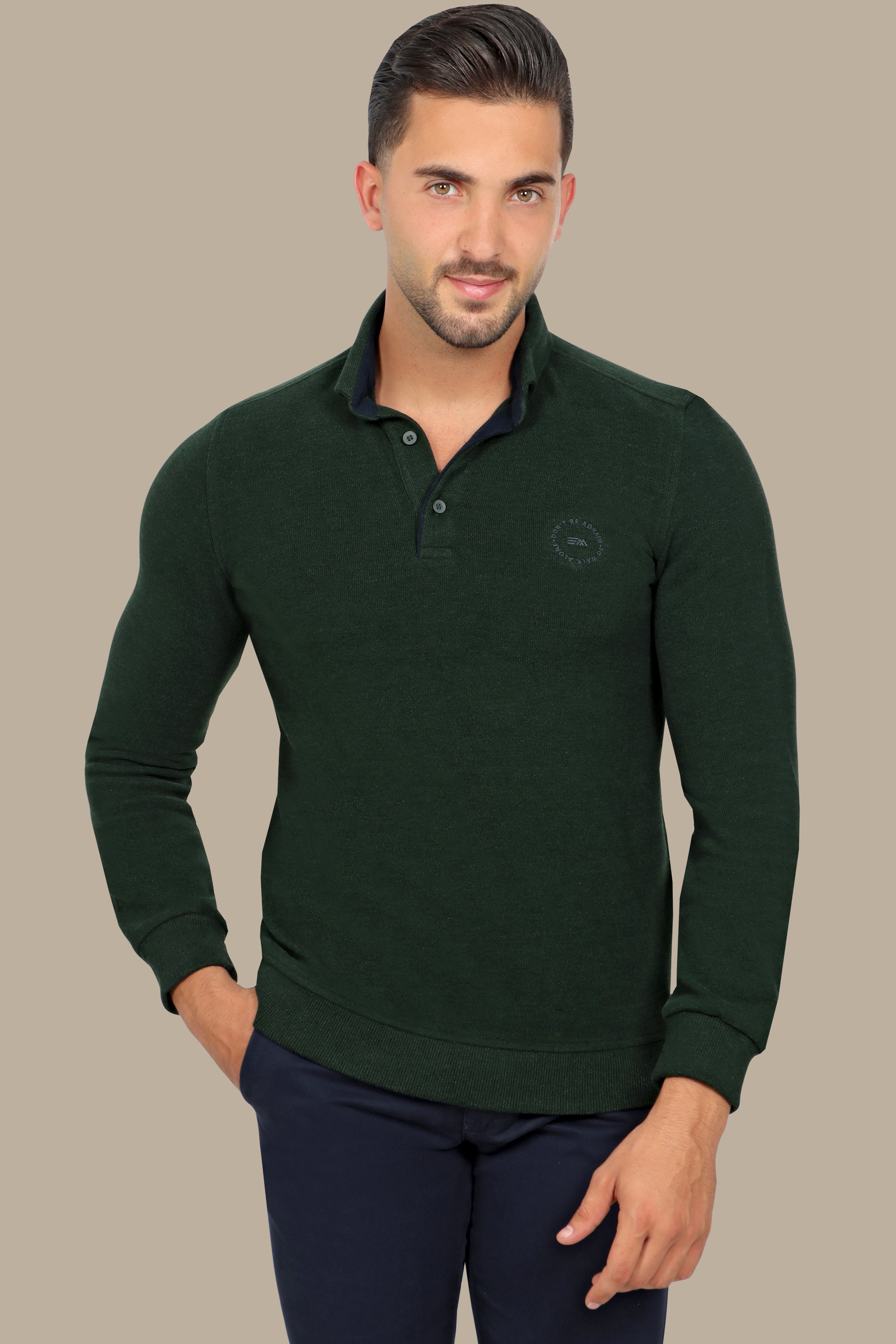 Sleek Elegance: Green Velvet Polo