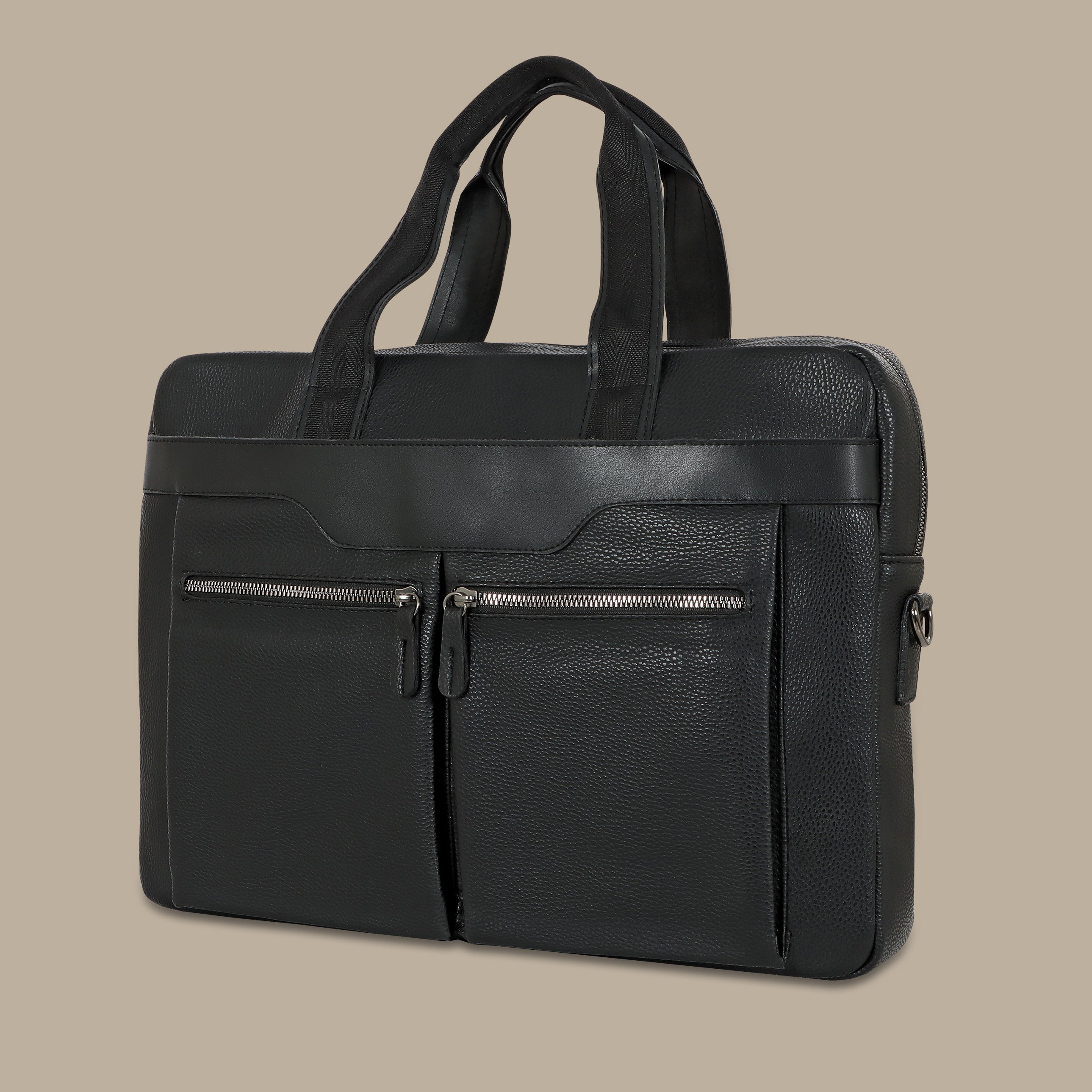 Stylish Black Leather Laptop Bag