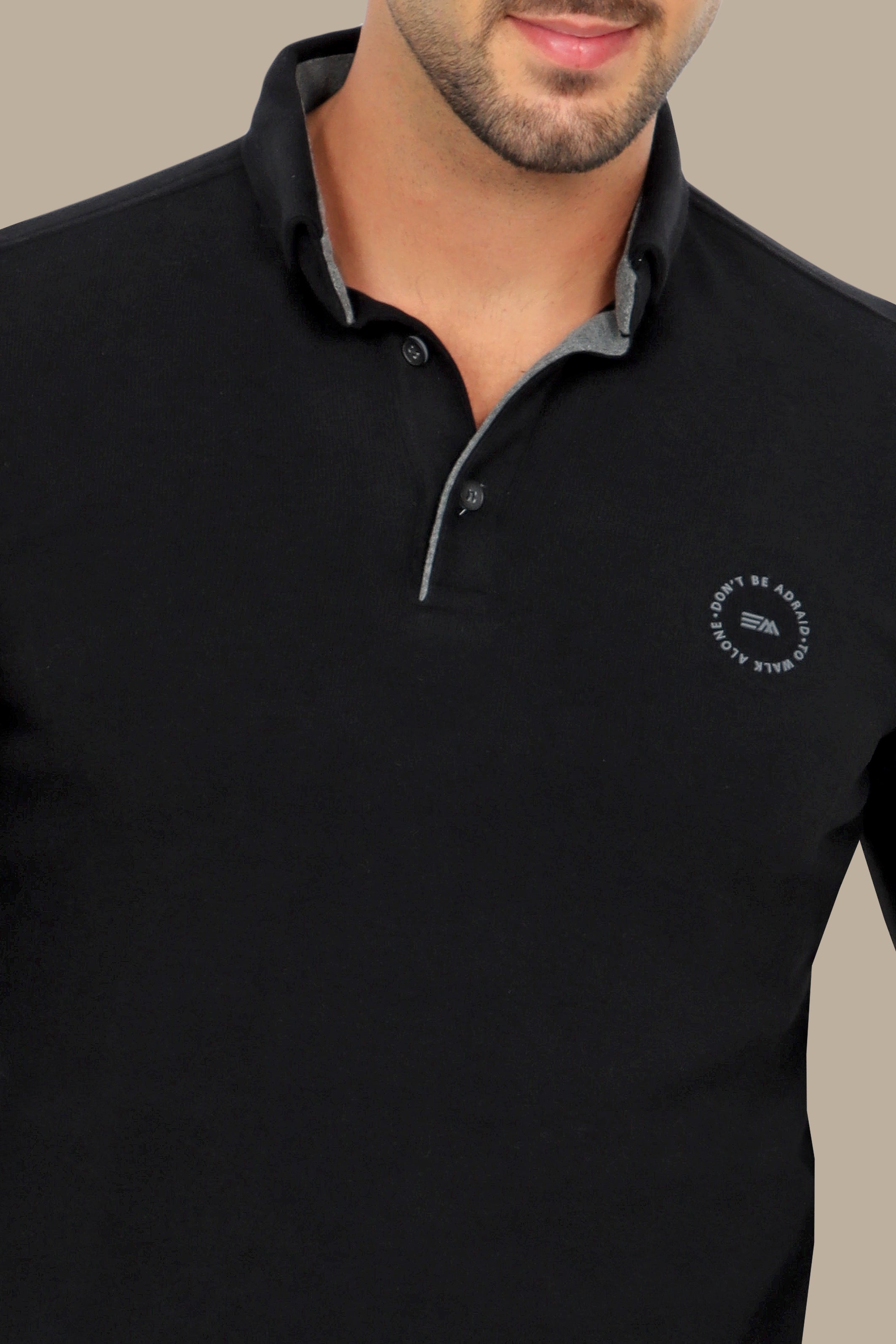 Sleek Elegance: Black Velvet Polo