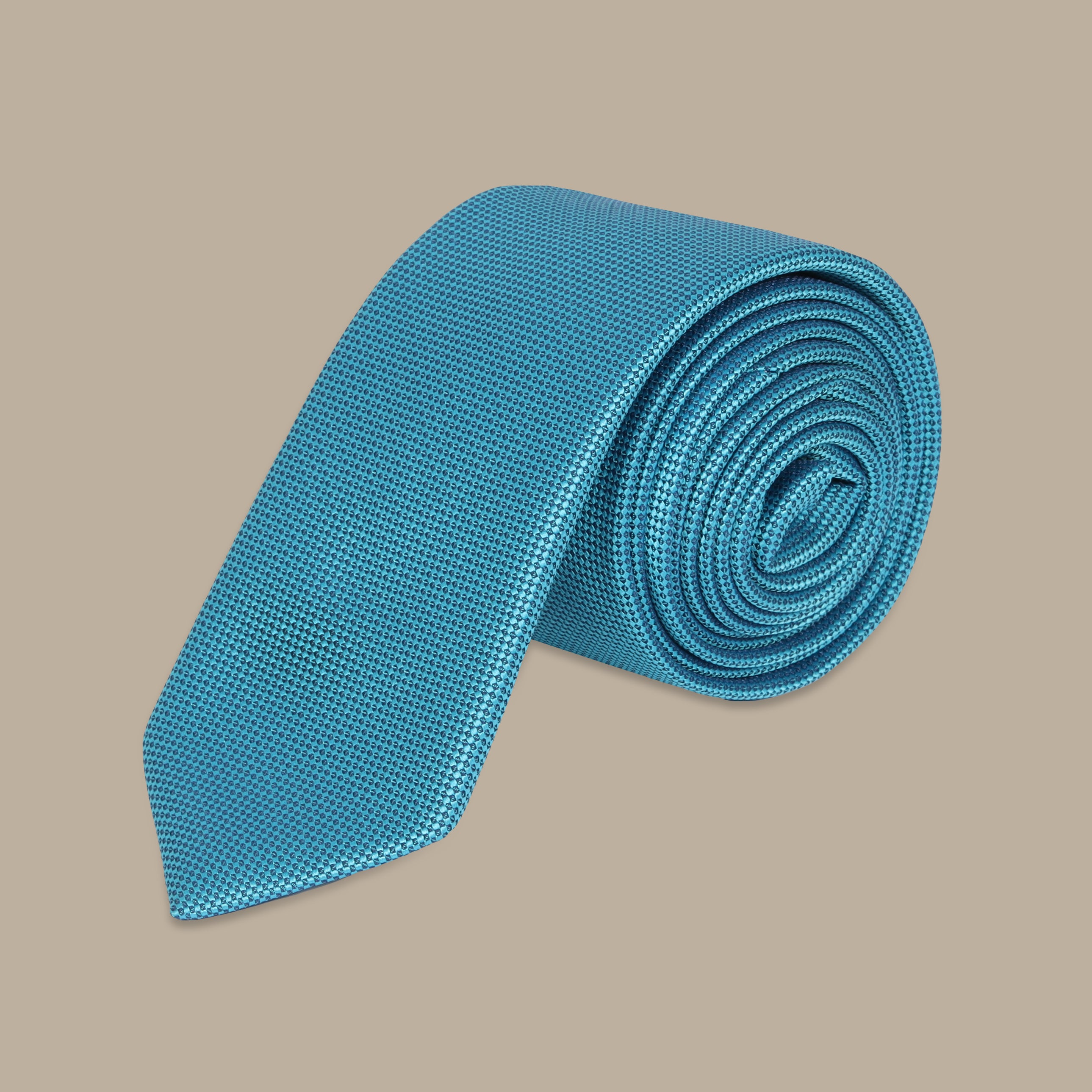 Solid Turquoise Structured Tie Set