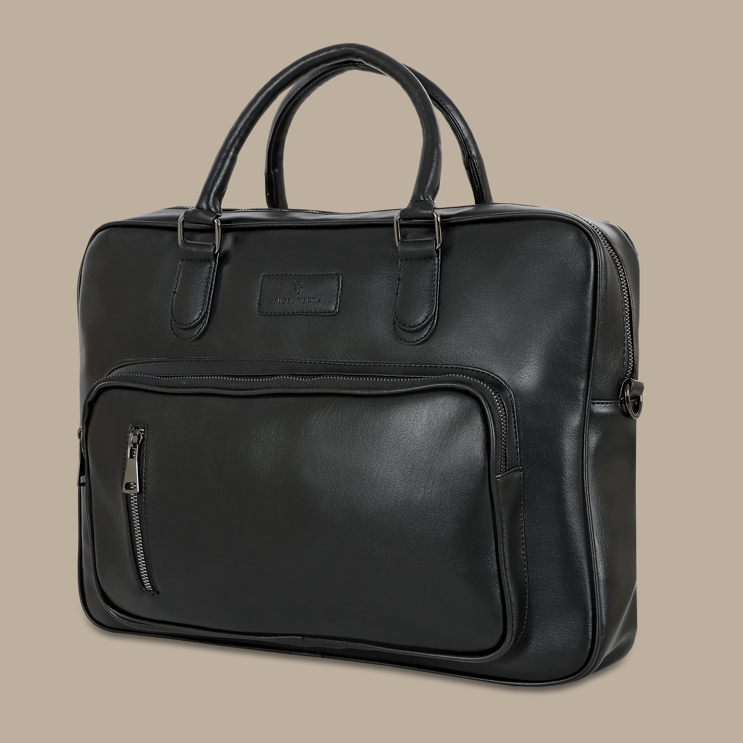 Sleek Laptop Bag Leather Black