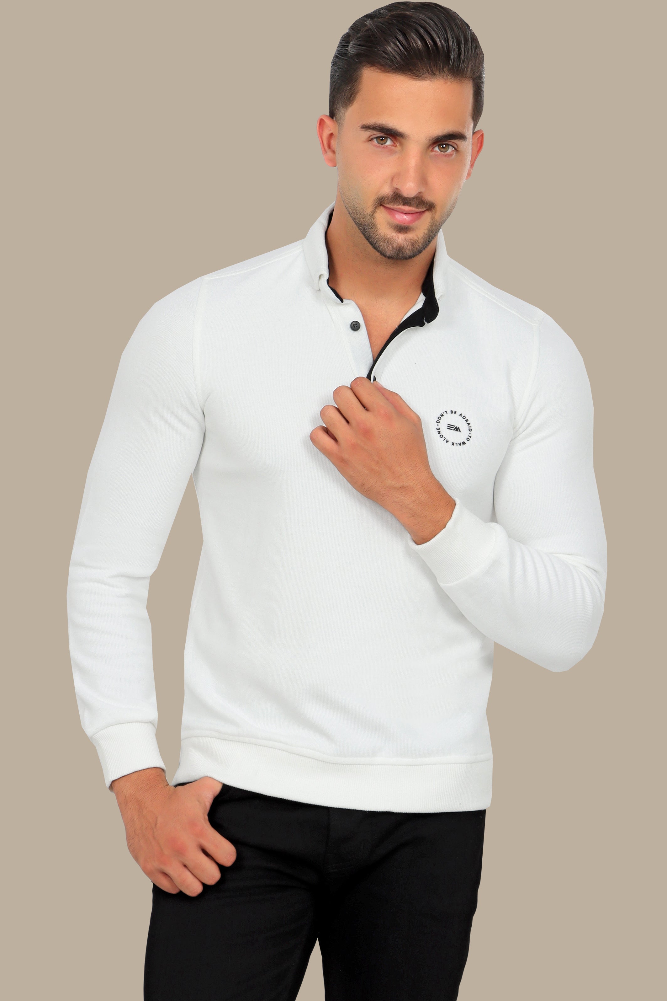 Sleek Elegance: White Velvet Polo