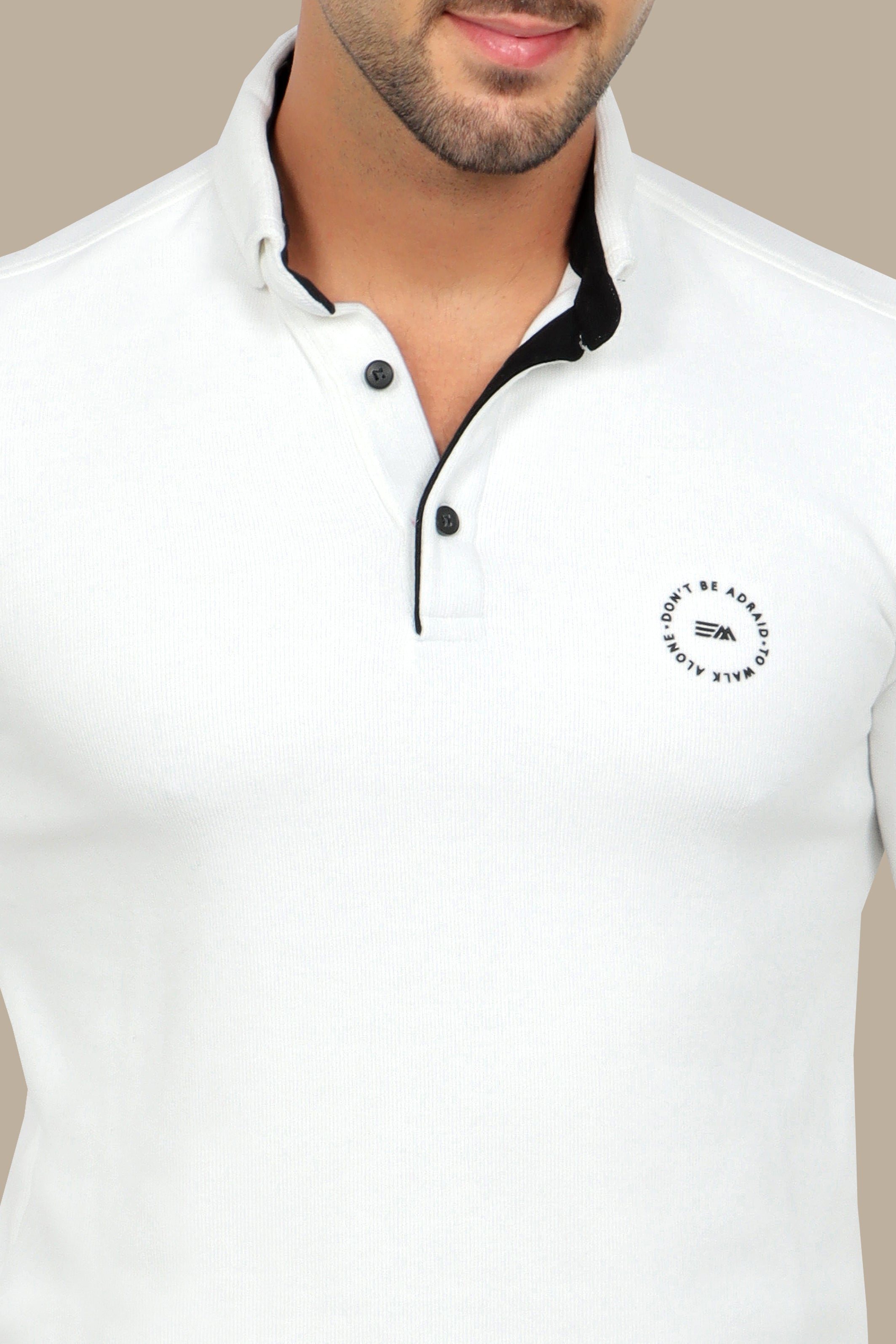 Sleek Elegance: White Velvet Polo