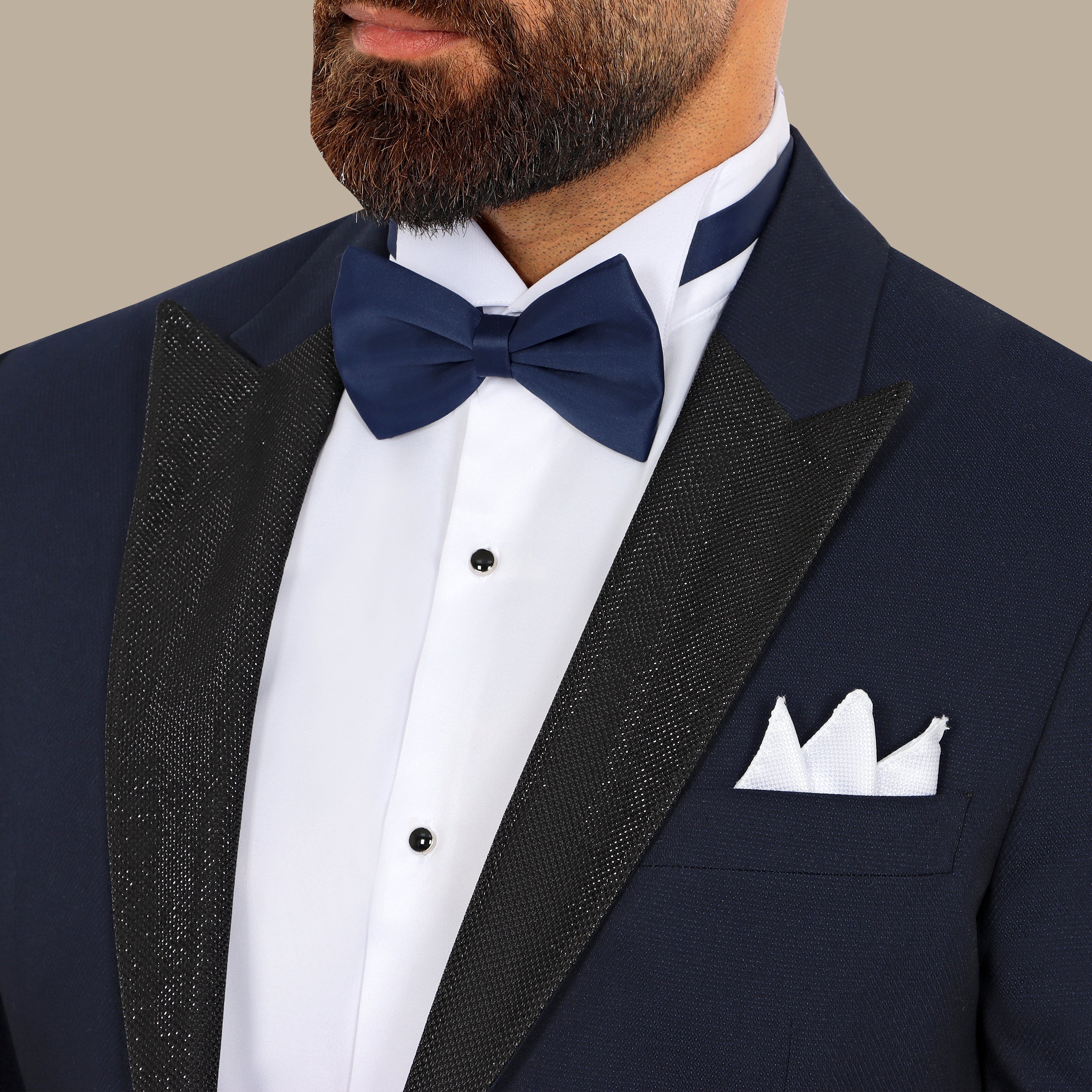 Navy 3-Piece Tuxedo FV with Shiny Lapel