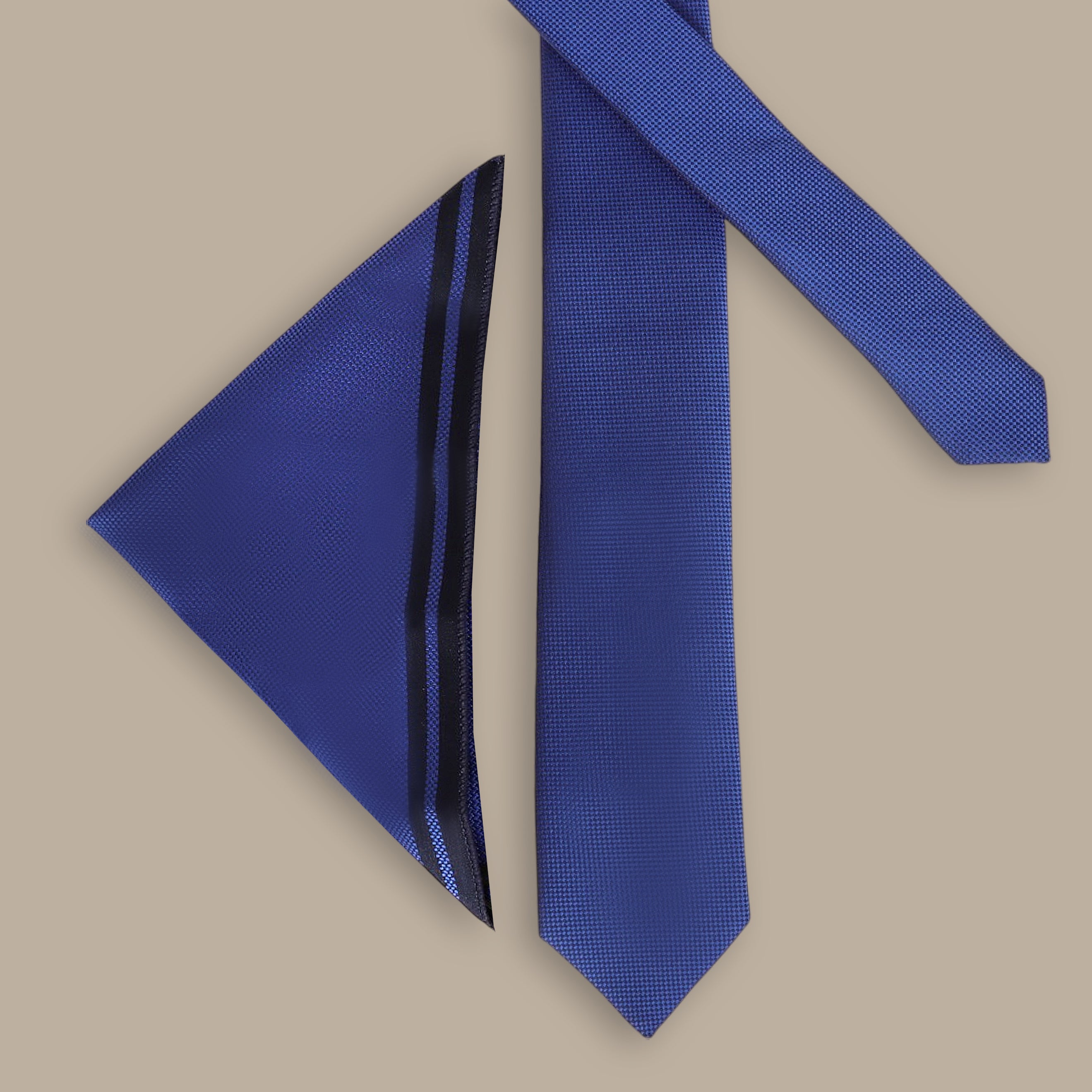 Dark Blue Structured Tie Set - Solid Color