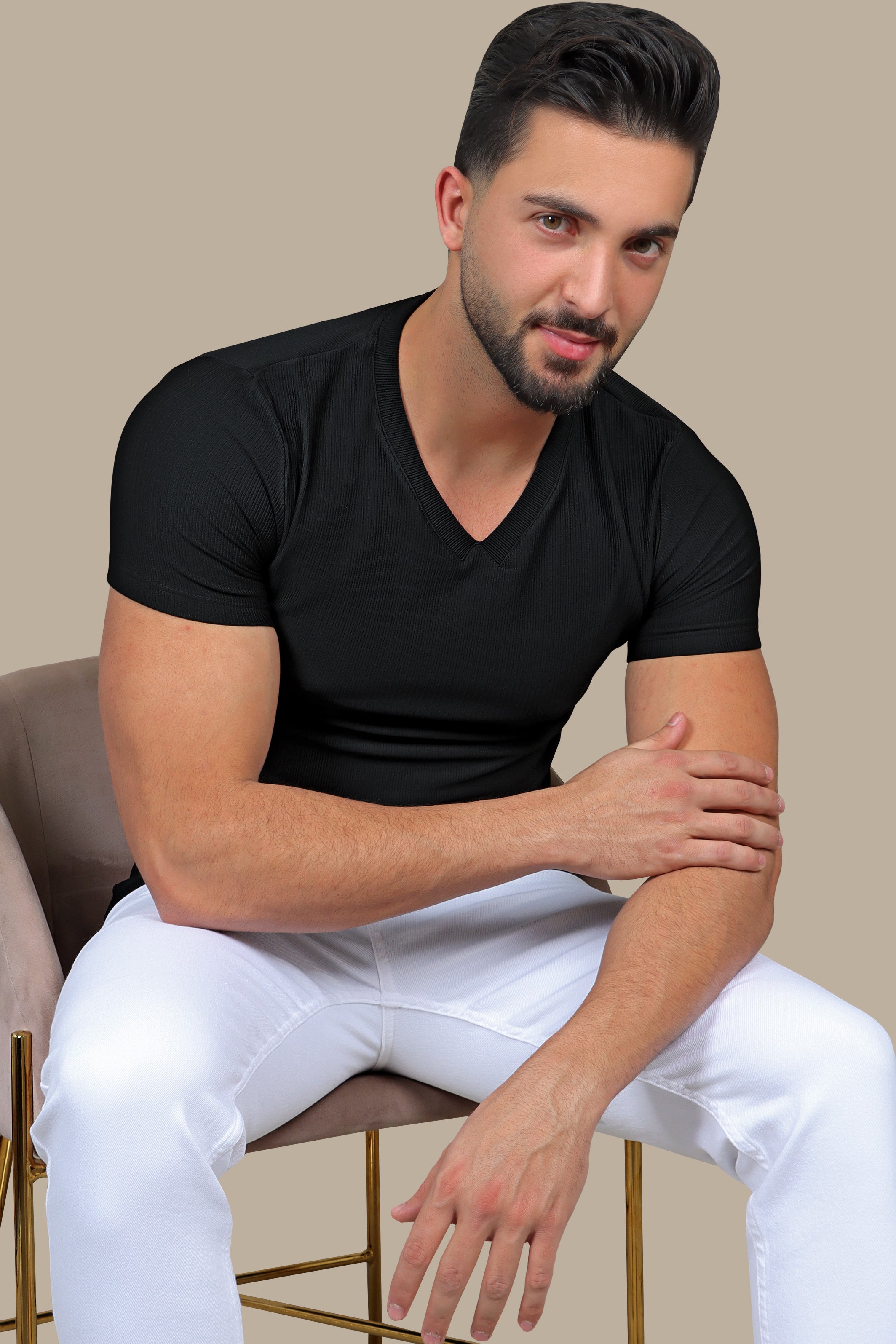 Urban Edge: The Ripped Black V-neck T-Shirt