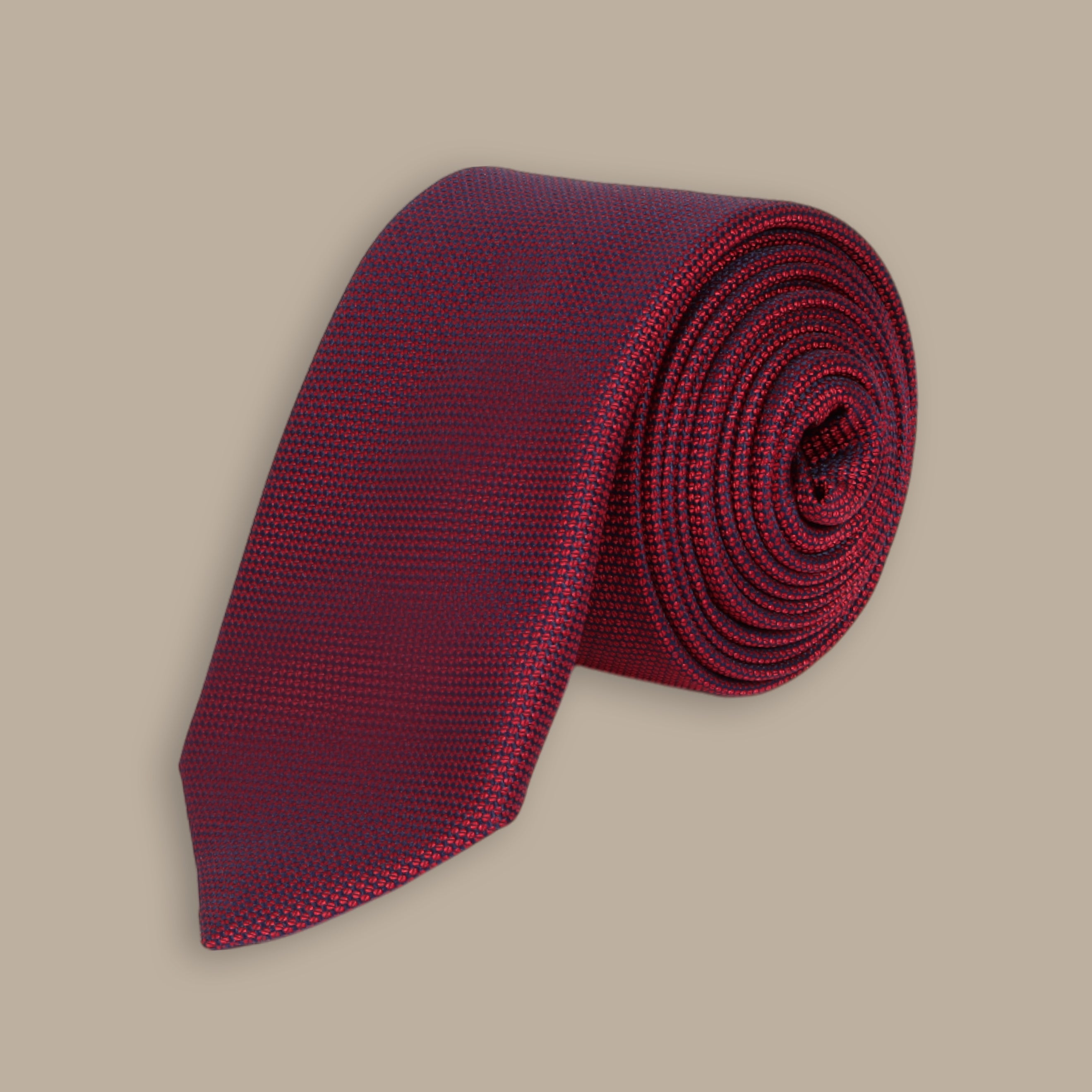 Solid Burgundy Structured Tie Set