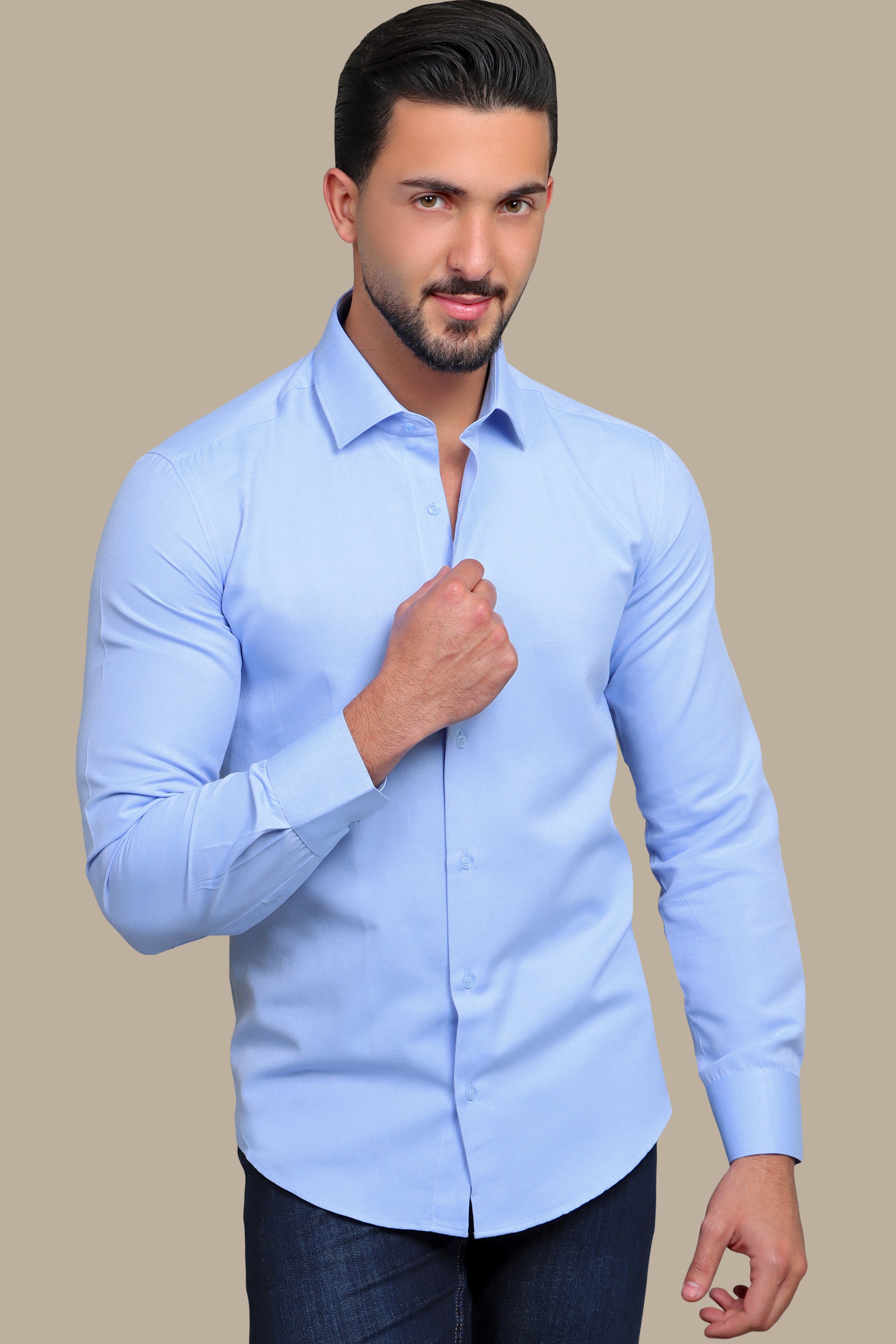 Blue Horizon: Chambray Slim Fit Shirt for Effortless Elegance