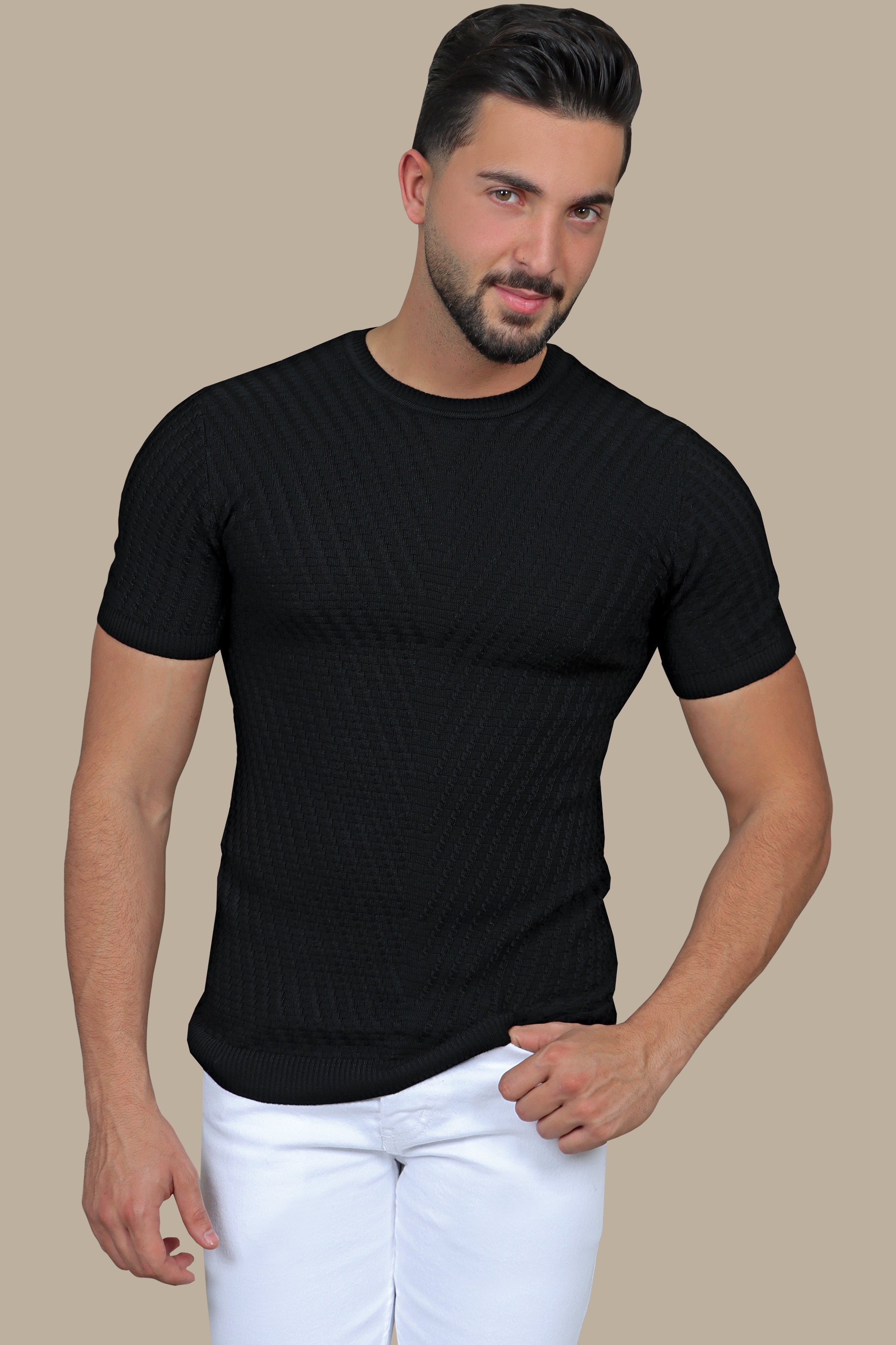 Knitted Round Neck T-Shirt