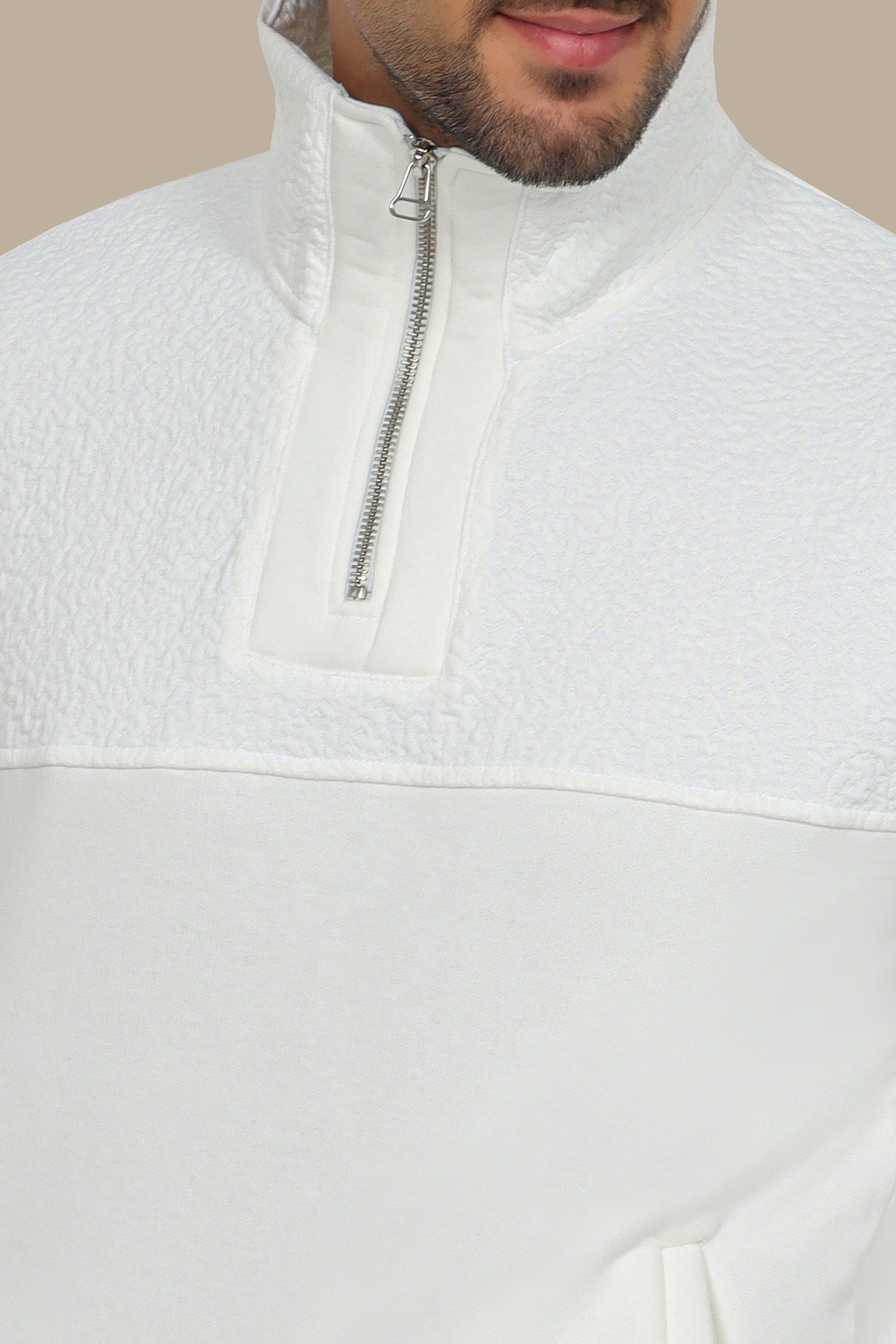 Half-Zip White Sweatshirt