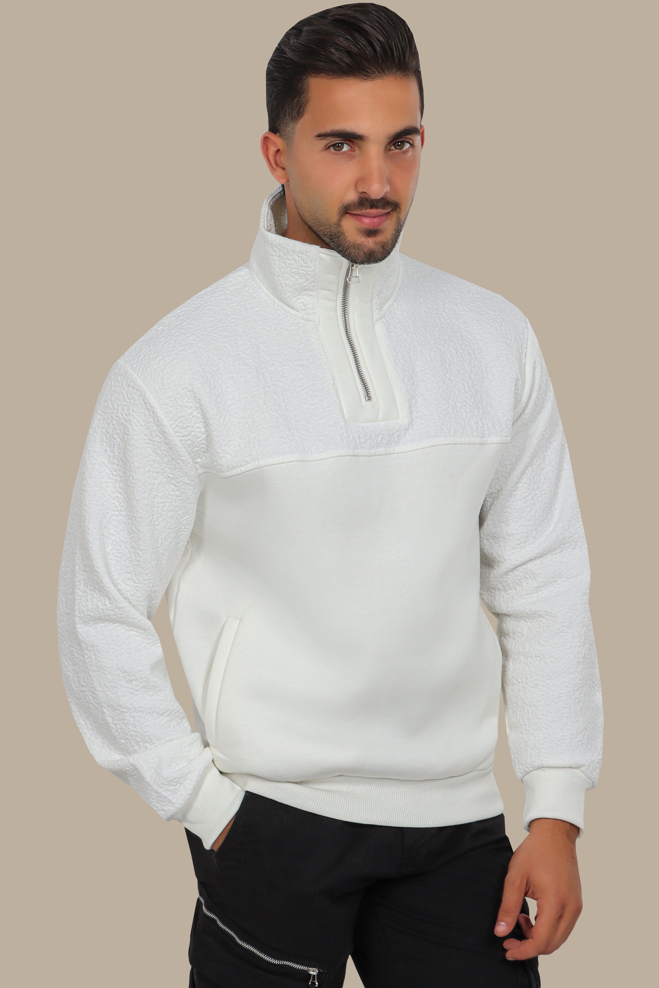 Half-Zip White Sweatshirt