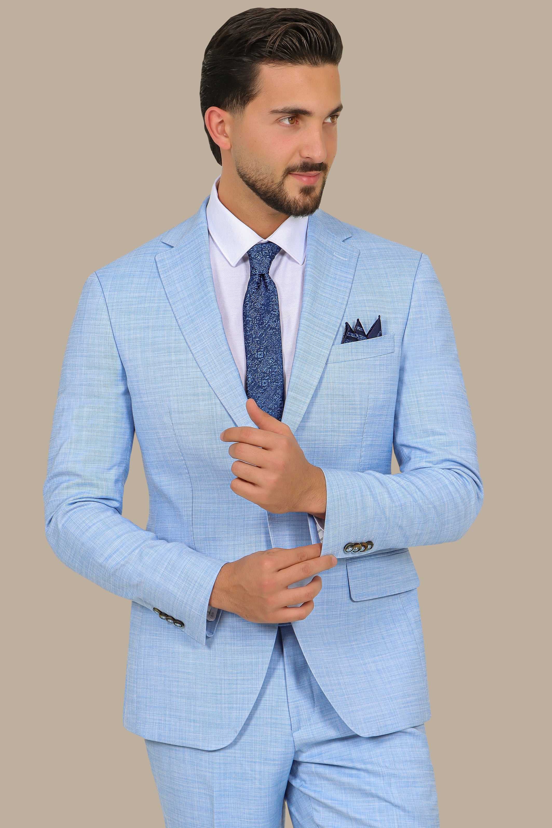 Serene Sophistication: Light Blue Filafil Notch Suit