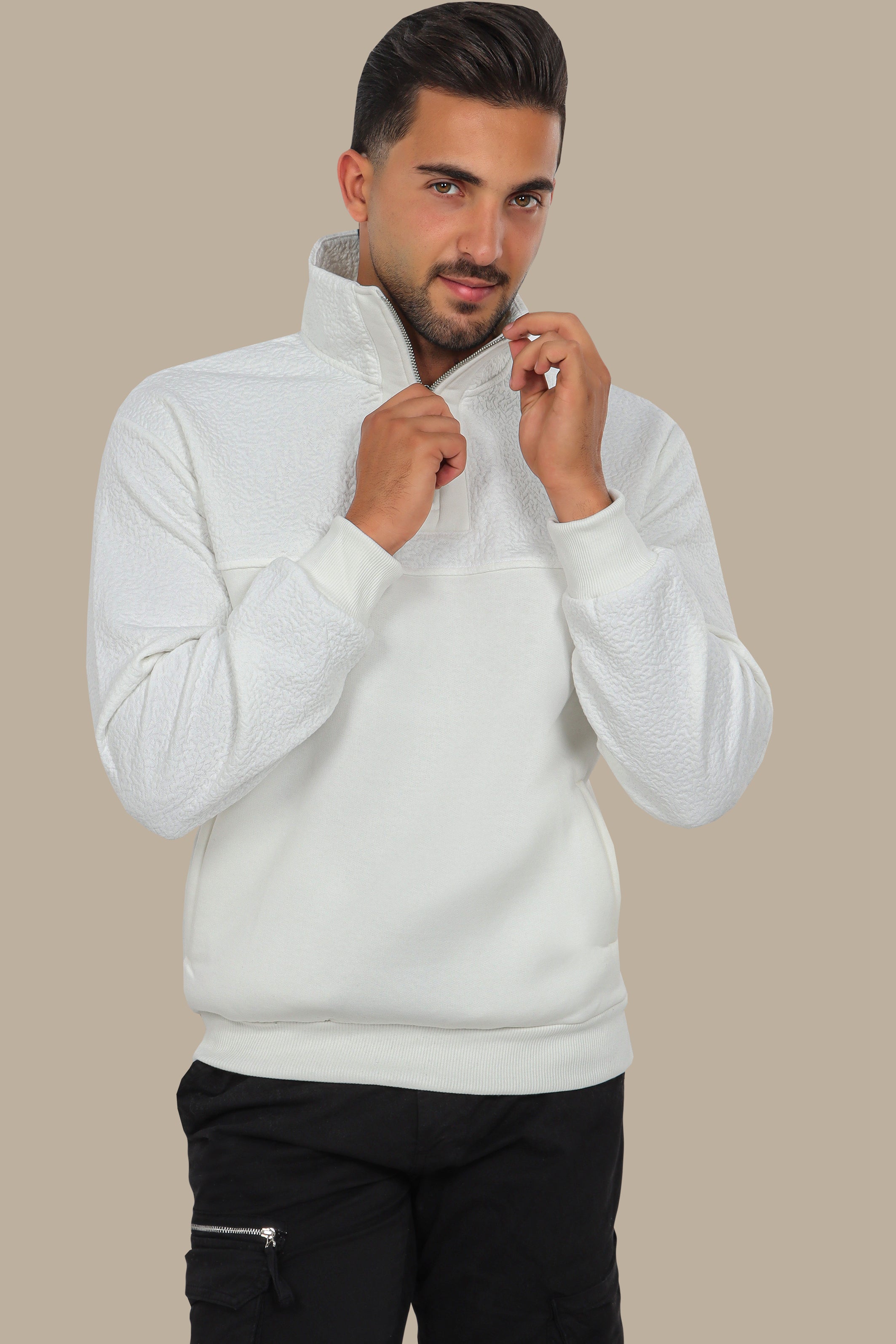 Half-Zip White Sweatshirt