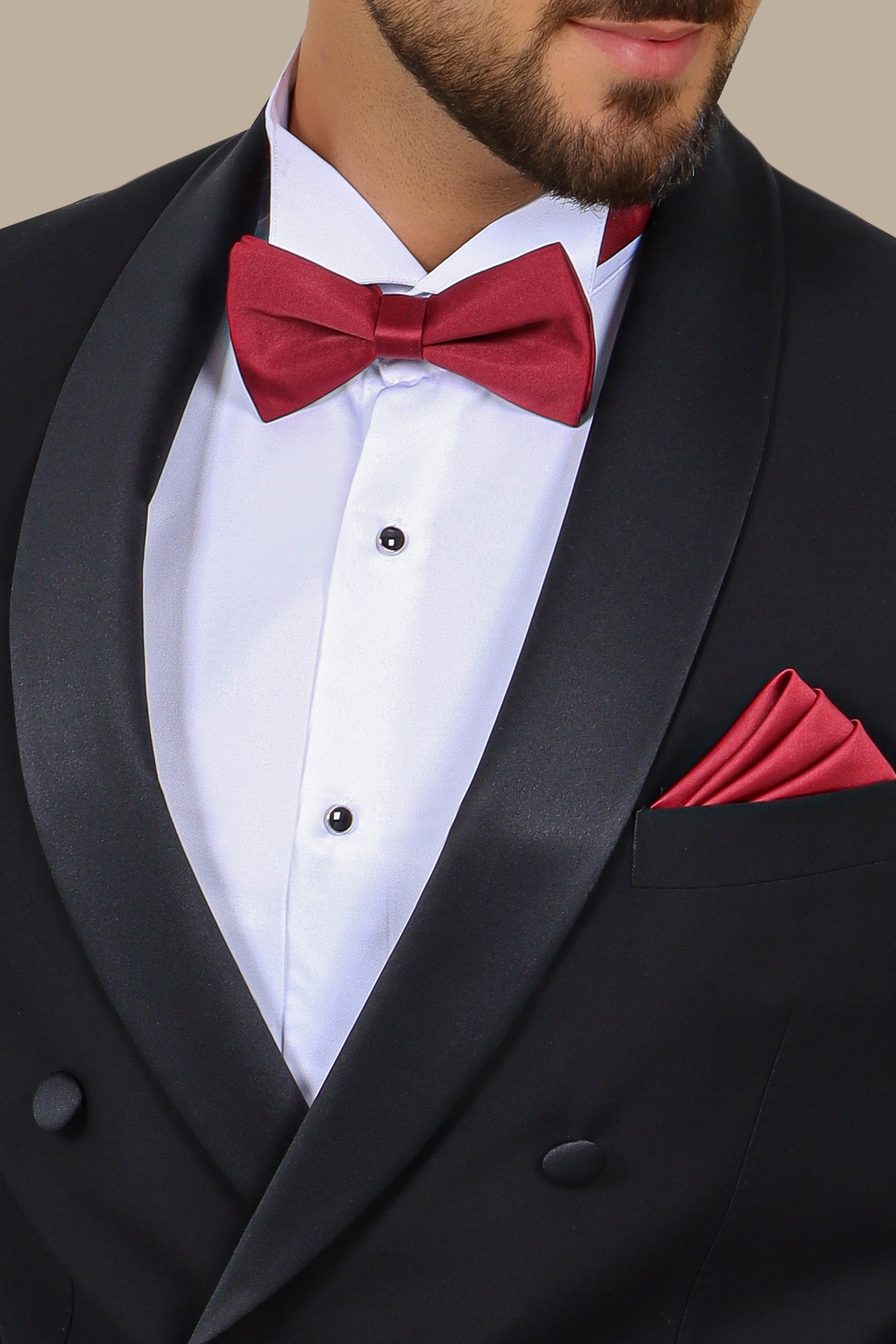 Black Double-Breasted Col Chale Tuxedo