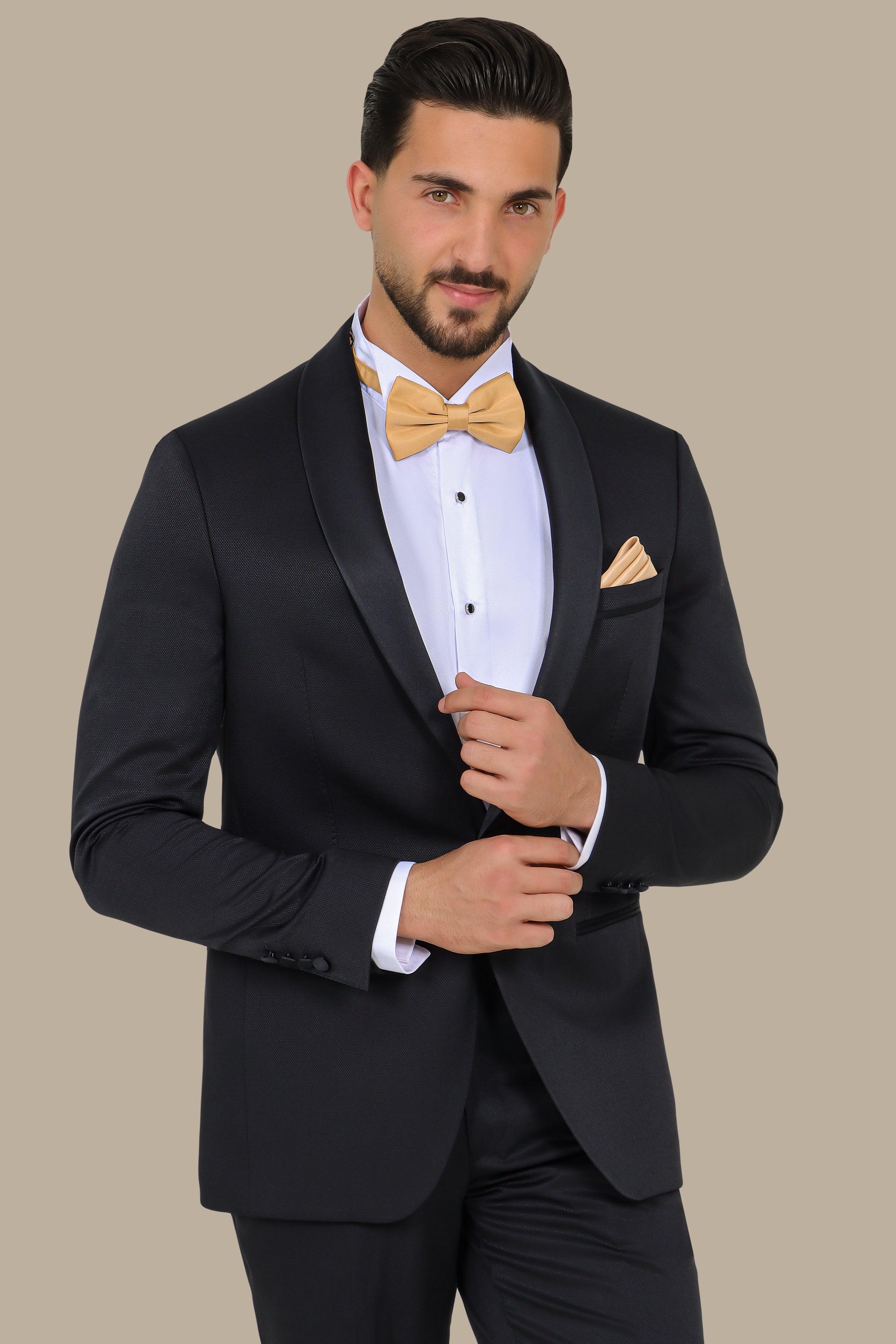 Black Pique Shawl Collar Tuxedo